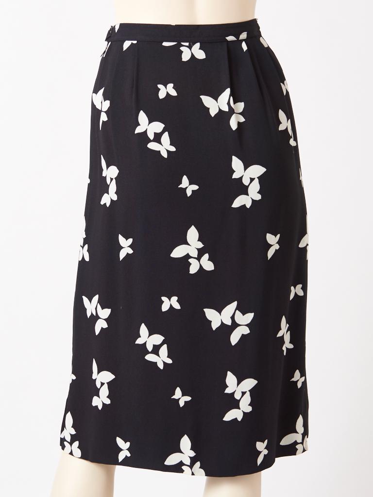 Yves Saint Laurent Iconic Butterfly Print Crepe Skirt In Good Condition In New York, NY