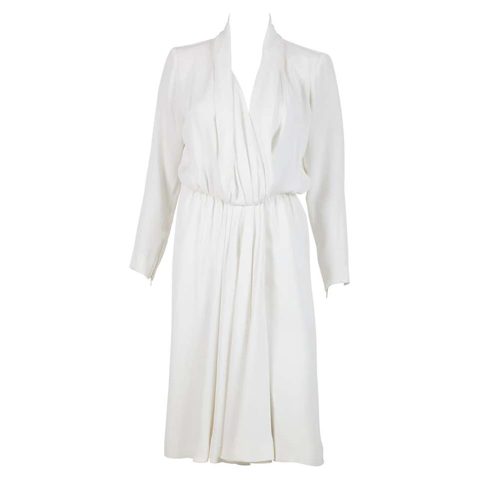 1989s Yves Saint Laurent Iconic Catwalk Fluid White Dress at 1stDibs