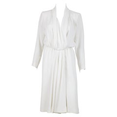 Vintage 1989s Yves Saint Laurent Iconic Catwalk Fluid White Dress