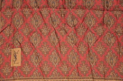 Yves Saint Laurent Iconic Multi Palsey With Burgundy Borders Silk Scarf