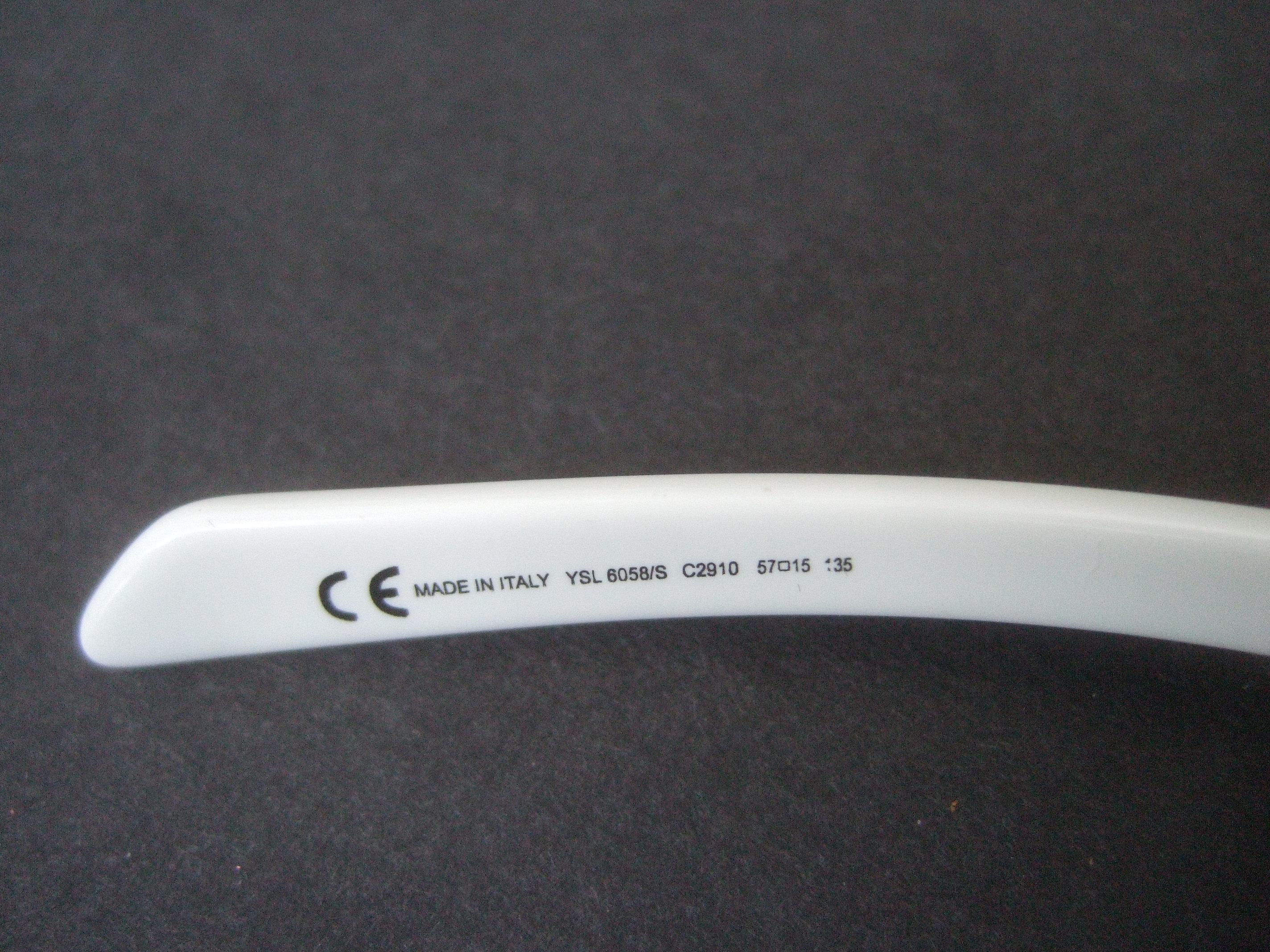 Yves Saint Laurent Italian White Plastic Frame Sunglasses in YSL Case c 1990s 10