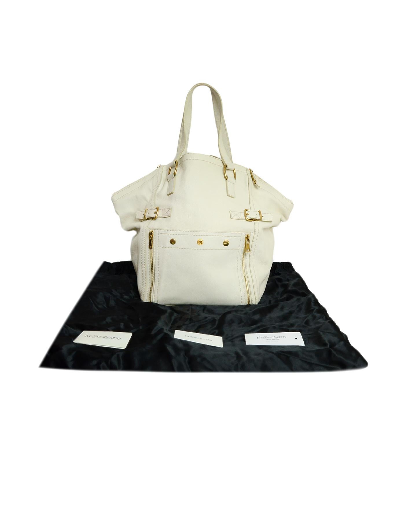 Yves Saint Laurent Ivory Leather Large Downtown Tote Bag rt $1, 795 7