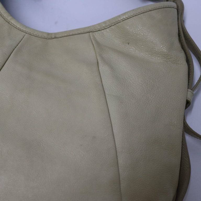 Authentic YSL Yves Saint Laurent Mombasa Leather Vintage Handbag Purse Ivory