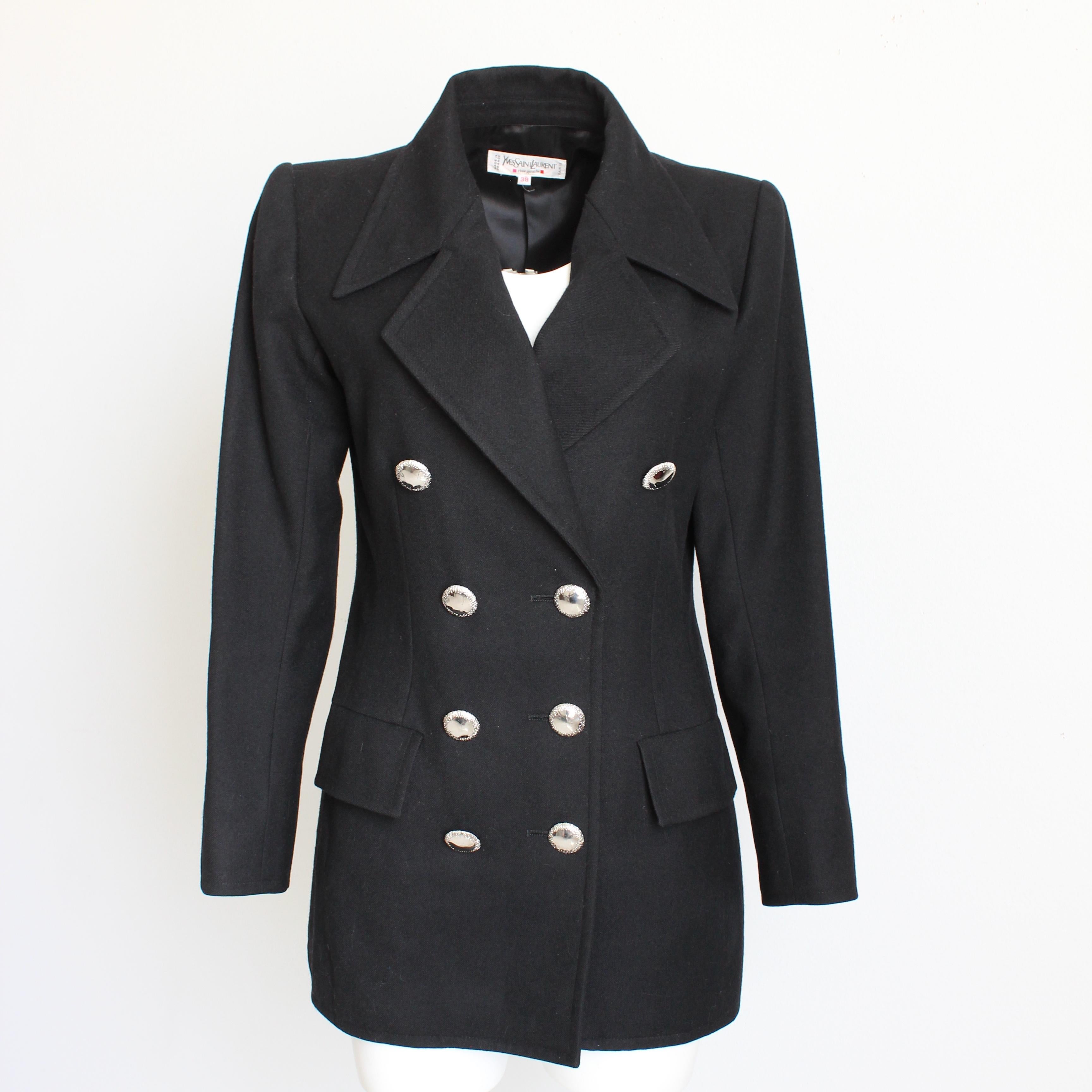 Authentic, preowned, vintage Yves Saint Laurent Rive Gauche jacket, likely made in the 1990s. Made from what we believe is wool (no content label), this chic jacket is so well tailored and seriously is cut to hug your curves! It features double