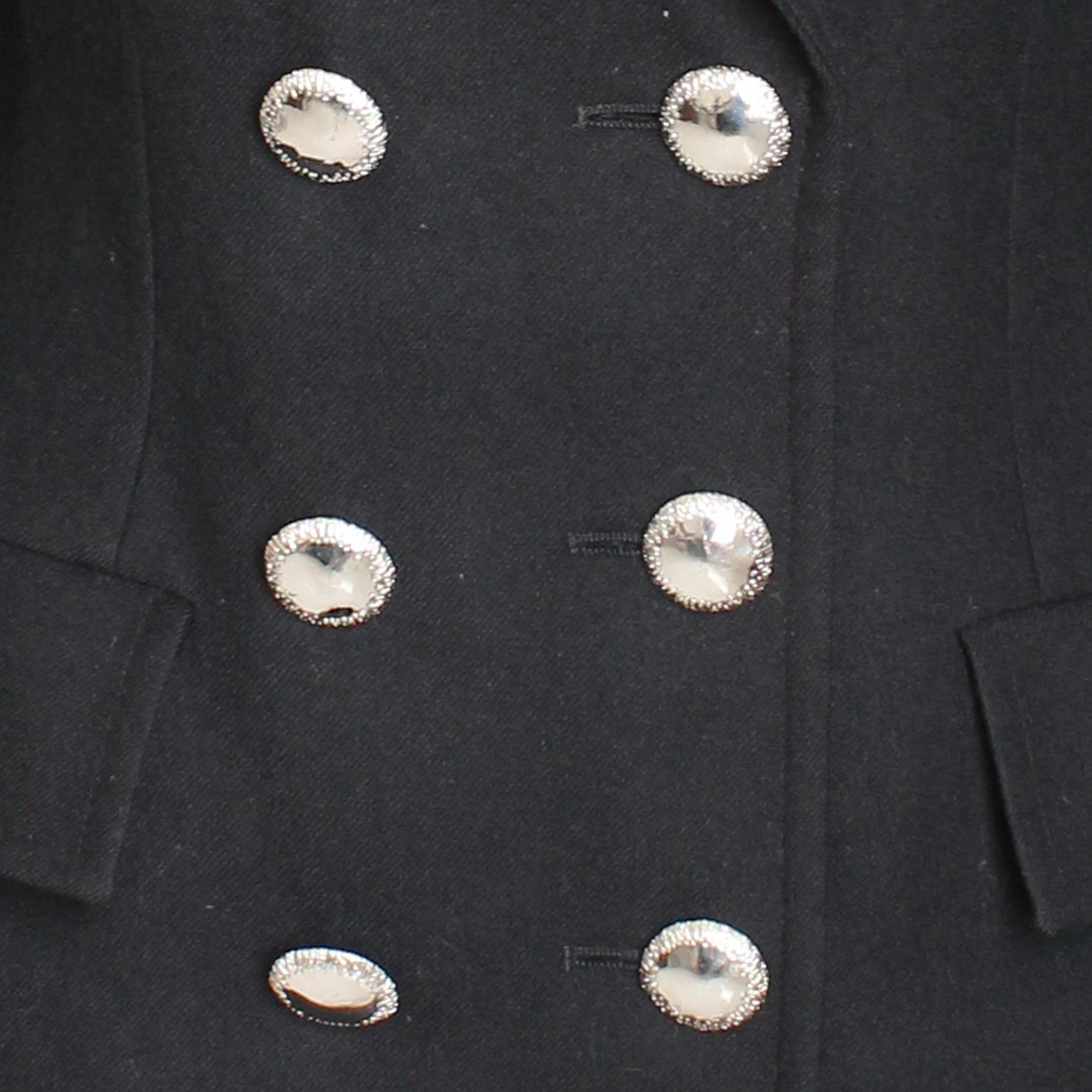 Yves Saint Laurent Jacket Black Wool Double Breasted Pea Coat Style Vintage 90s In Good Condition For Sale In Port Saint Lucie, FL