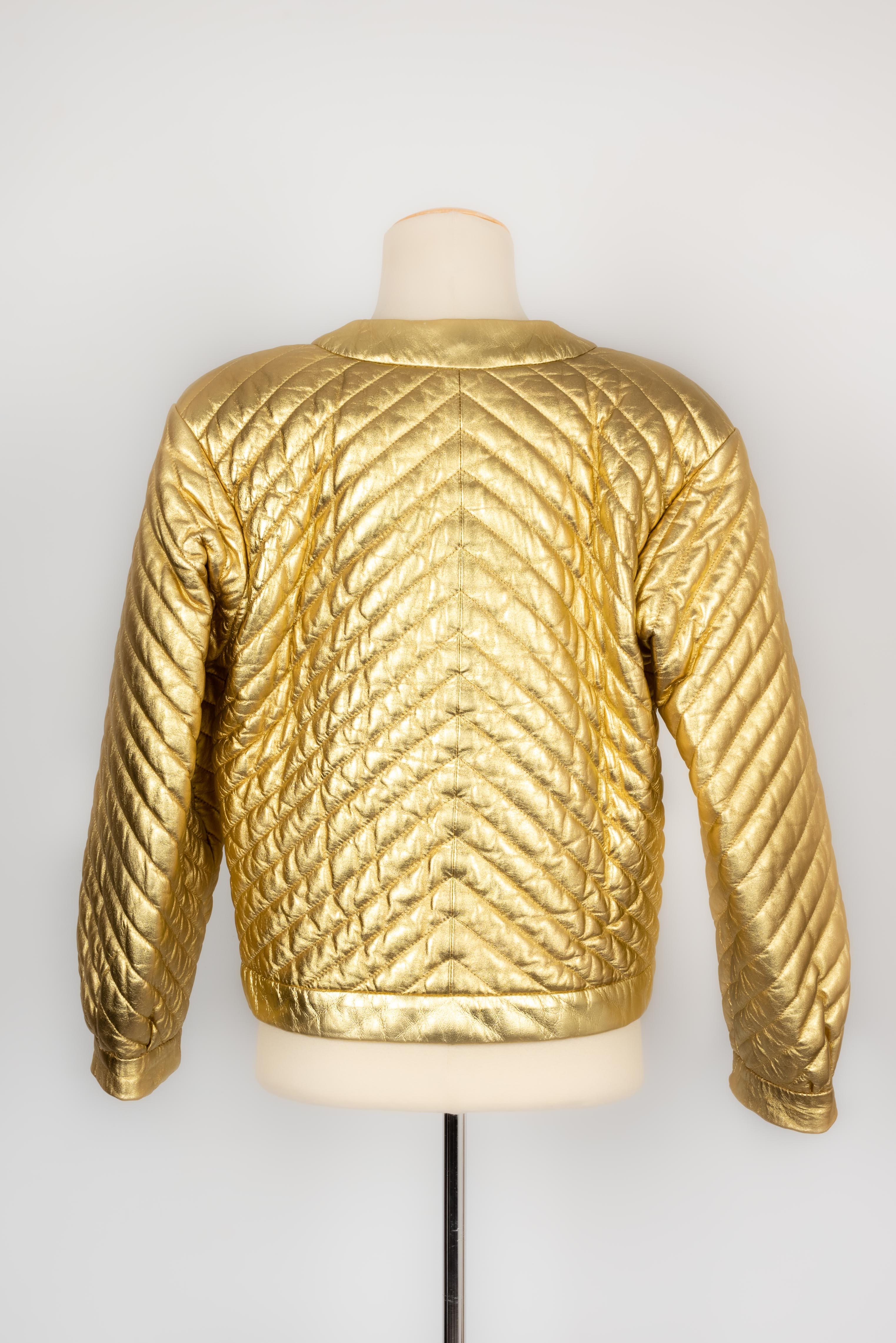 Yves Saint Laurent jacket in golden leather In Good Condition For Sale In SAINT-OUEN-SUR-SEINE, FR