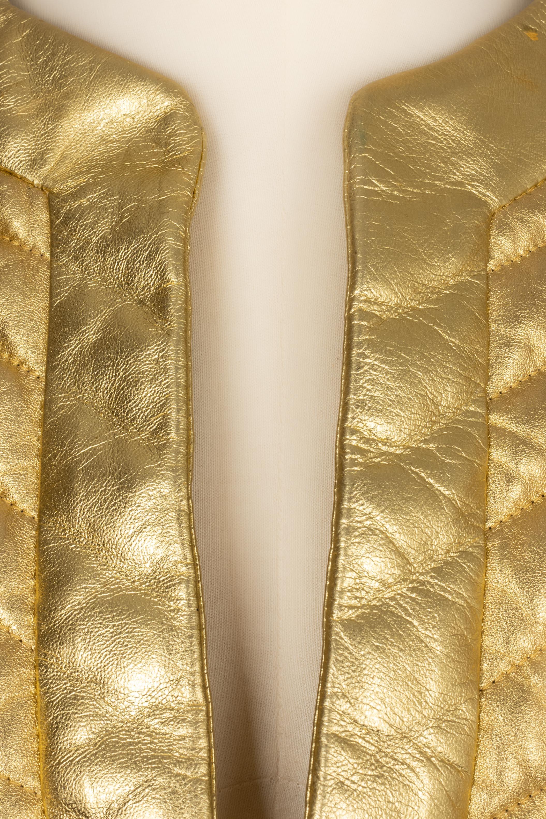 da uomo o donna Giacca in pelle dorata di Yves Saint Laurent in vendita