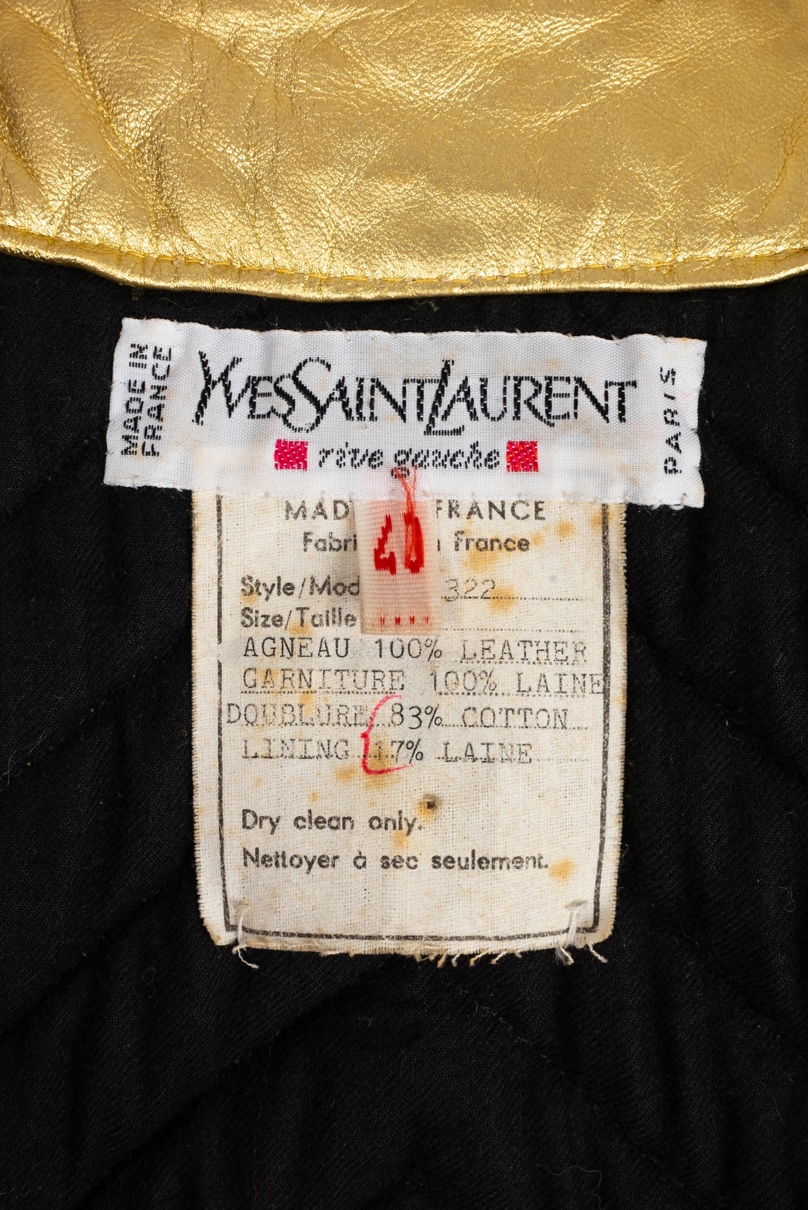 Yves Saint Laurent jacket in golden leather For Sale 3