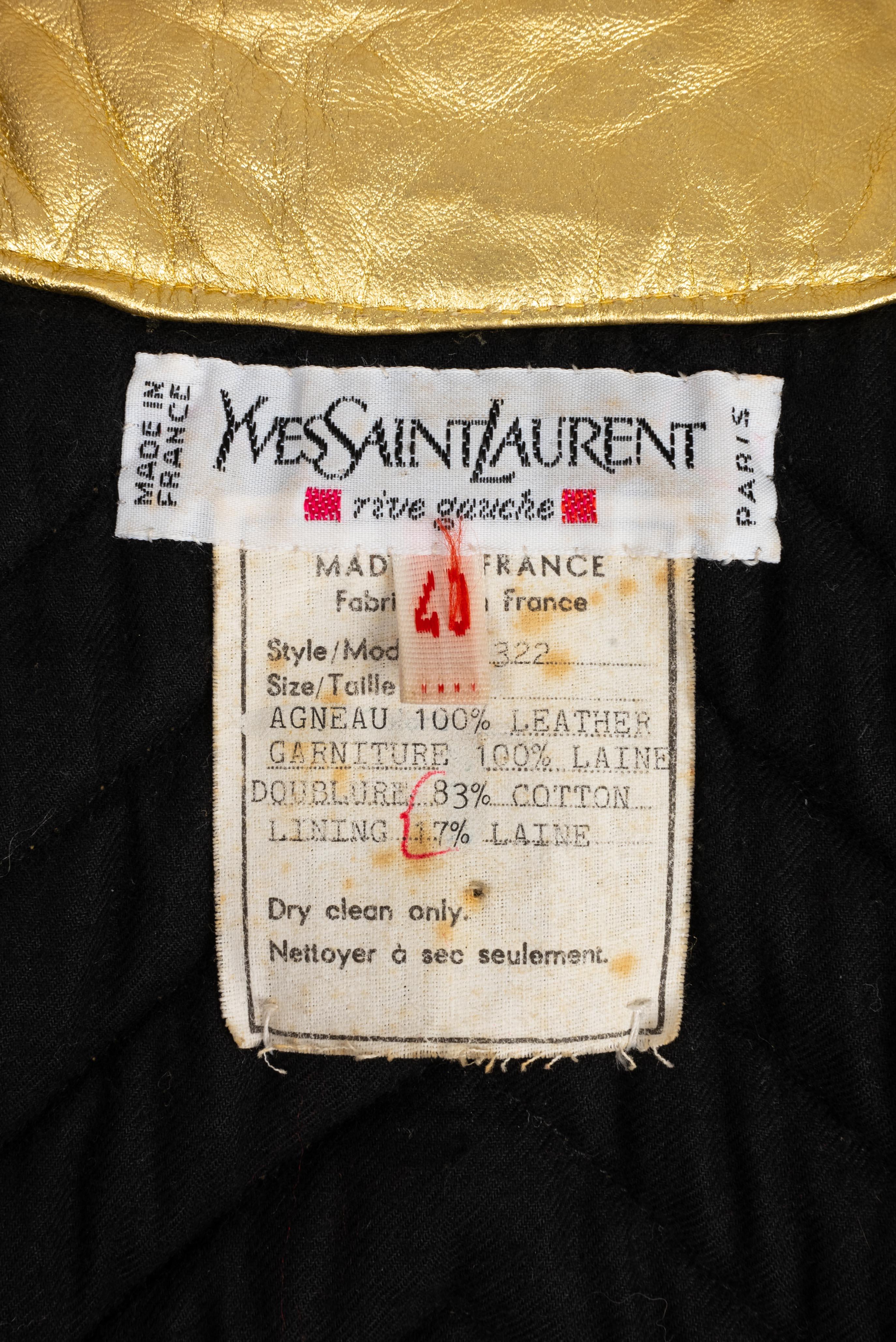 Giacca in pelle dorata di Yves Saint Laurent in vendita 2