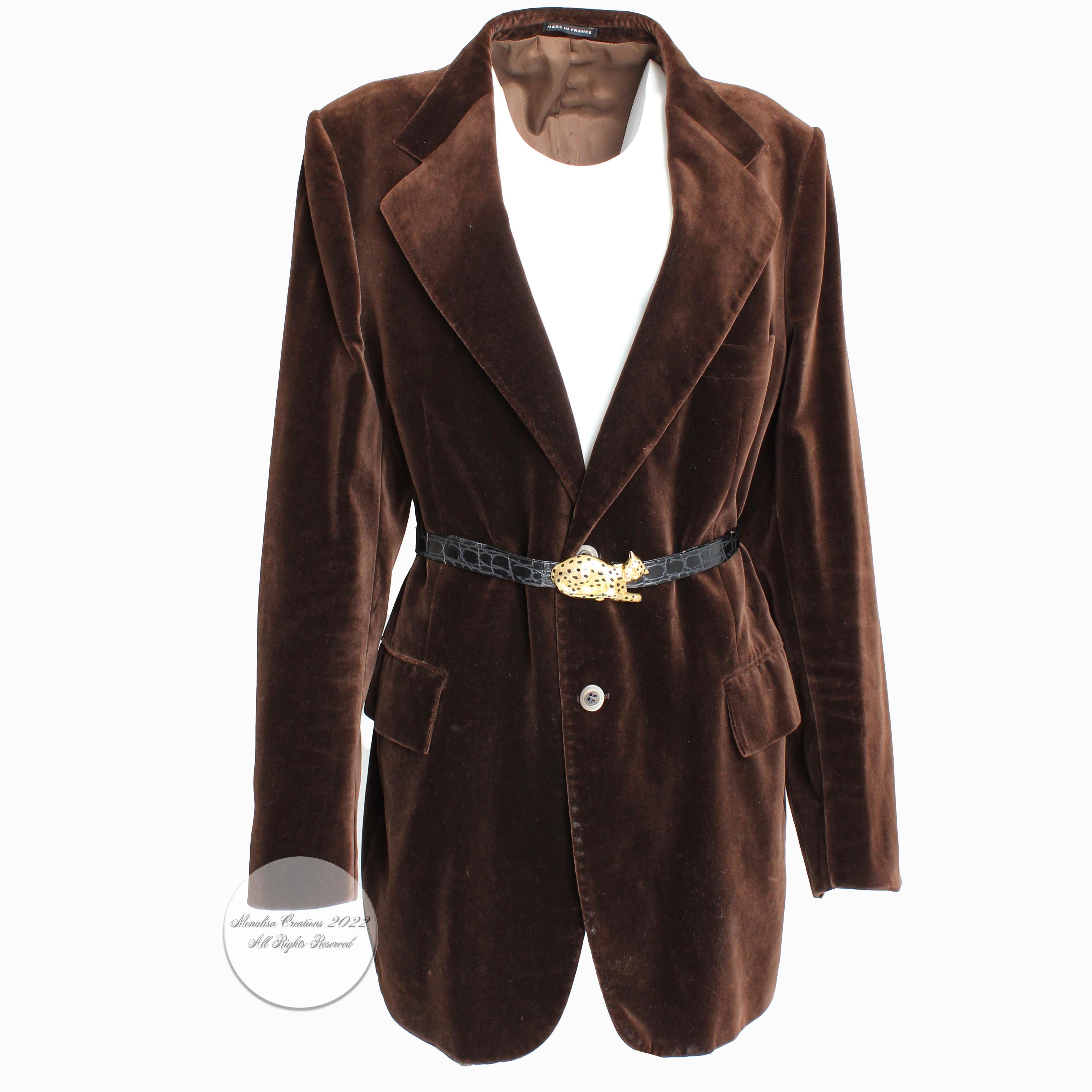 Yves Saint Laurent Jacket Le Smoking Blazer Brown Velvet Vintage