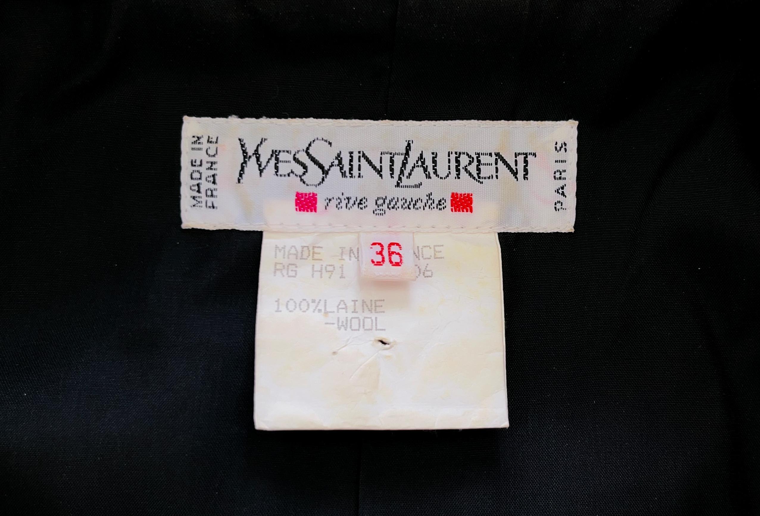Yves Saint Laurent Jacket Red Black Velvet Collar YSL Rive Gauche Wool In Good Condition In Berlin, BE