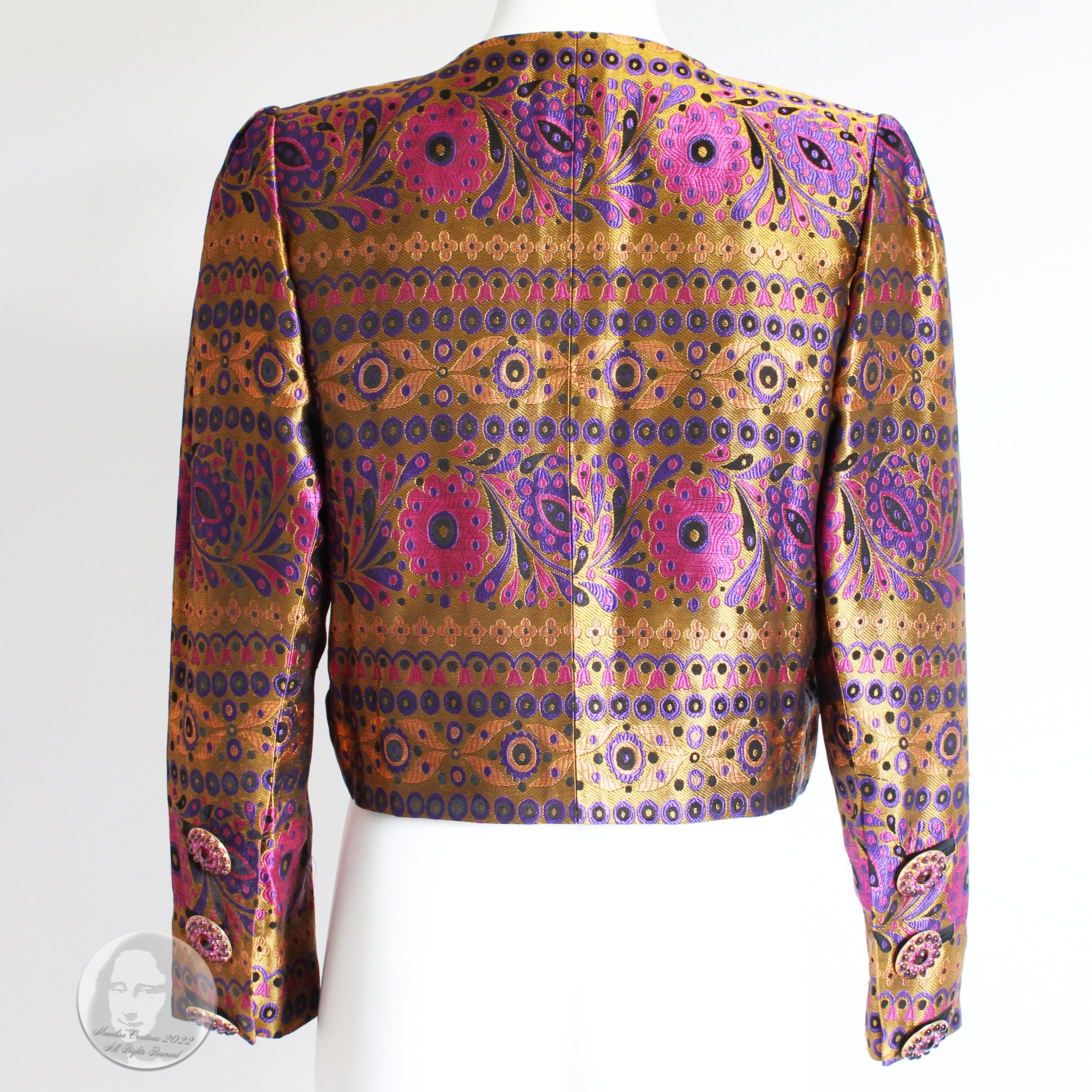 Yves Saint Laurent Jacket Silk Brocade with Embellished Buttons F/W 1991 Runway  6