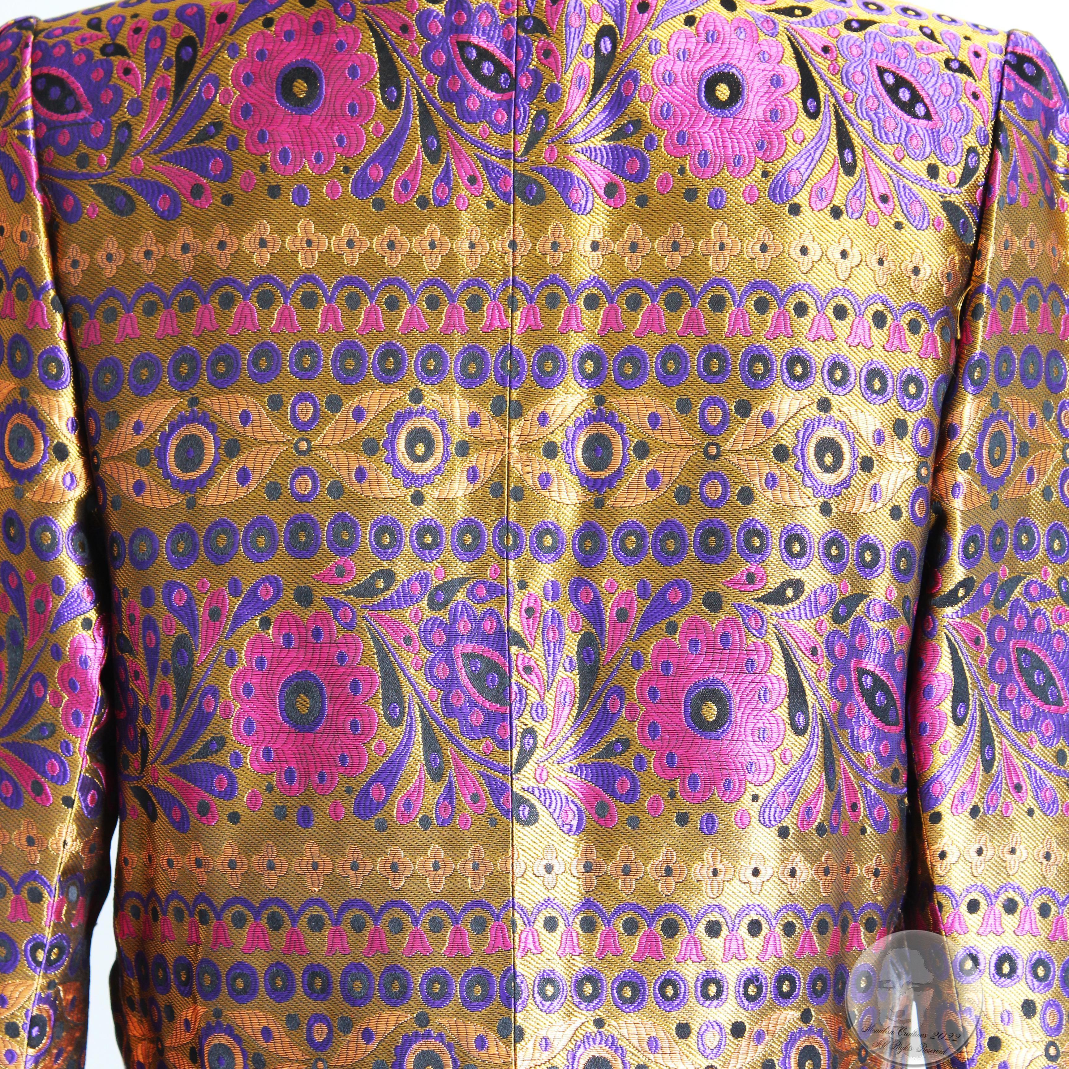 Yves Saint Laurent Jacket Silk Brocade with Embellished Buttons F/W 1991 Runway  7