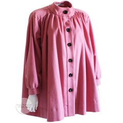 Yves Saint Laurent Jacket Swing Coat Pink Wool Vintage Size 34