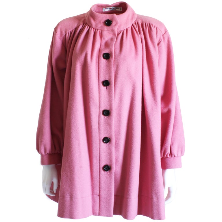 Yves Saint Laurent Jacket Swing Coat Pink Wool Vintage Size 34 For Sale at  1stDibs