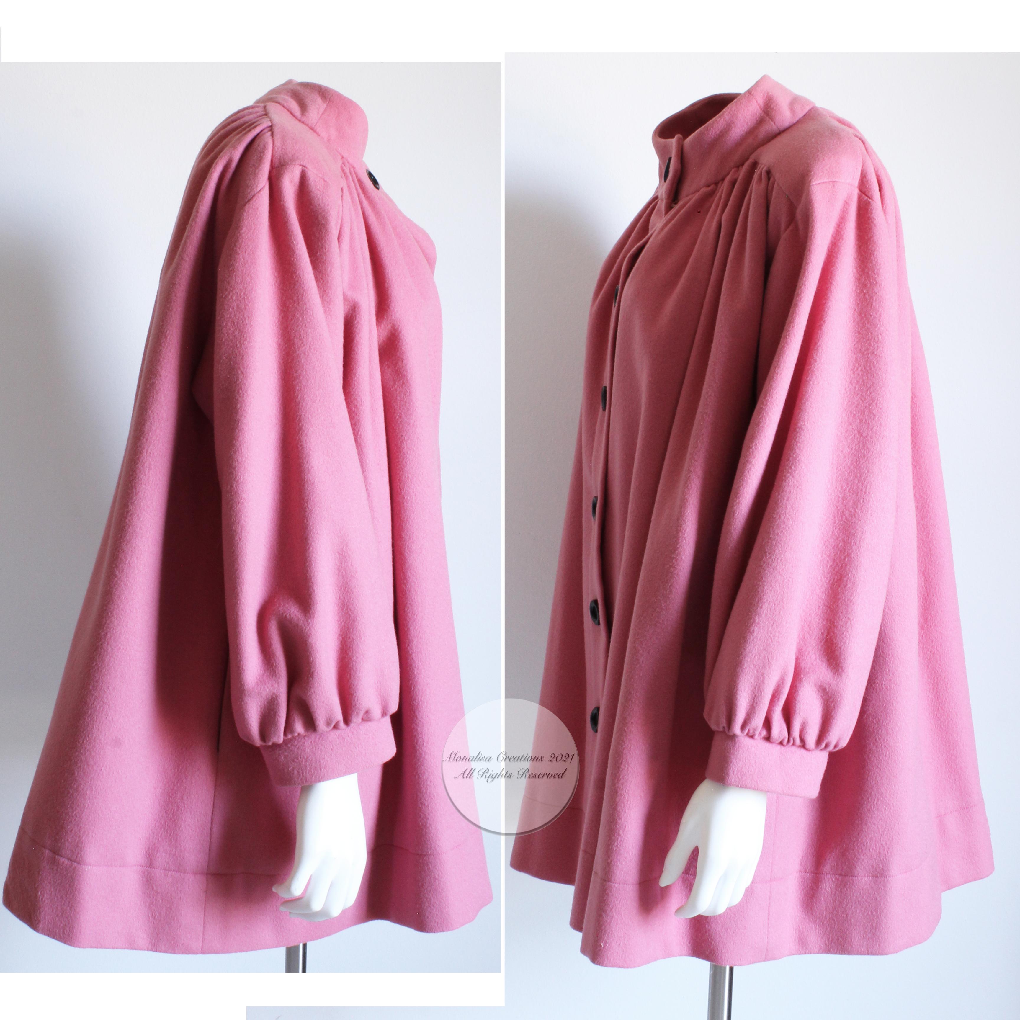 Women's Yves Saint Laurent Jacket Swing Coat Pink Wool Vintage Size 34