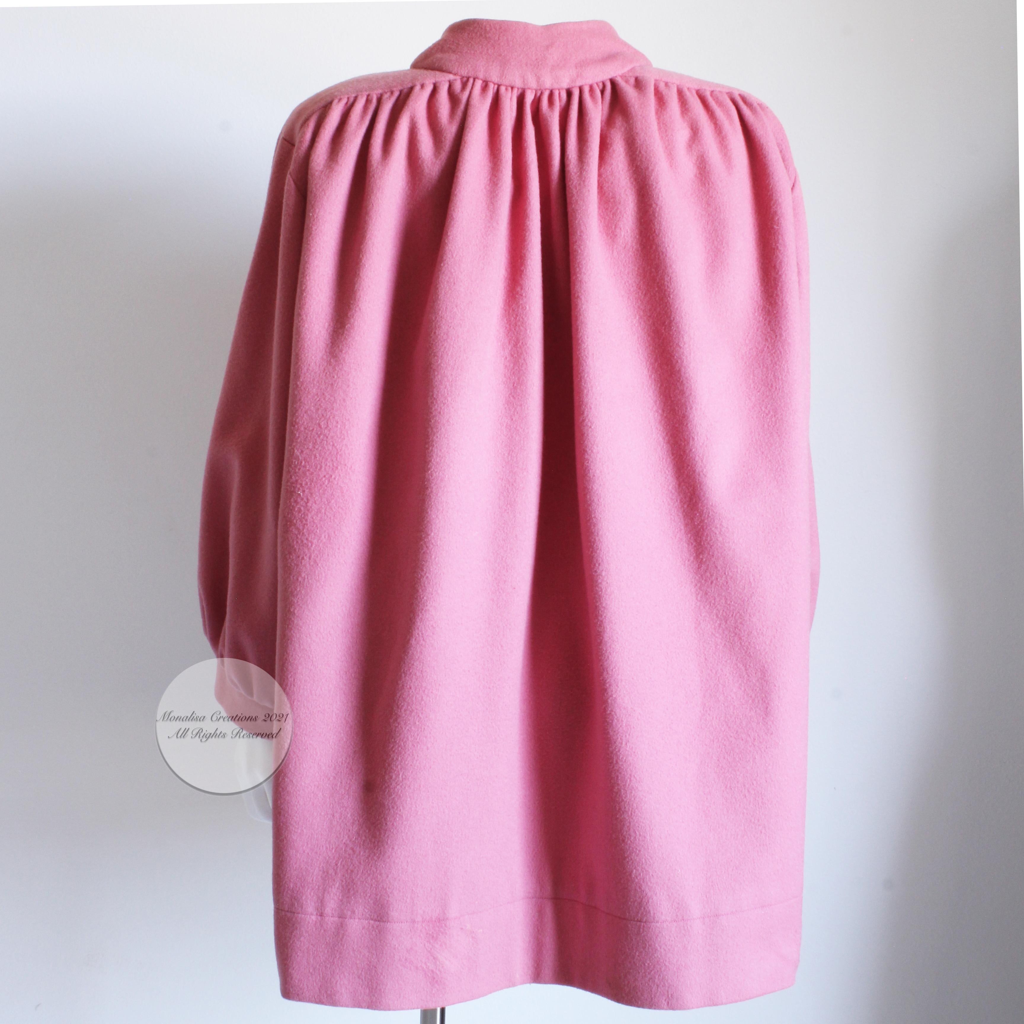 Yves Saint Laurent Jacket Swing Coat Pink Wool Vintage Size 34 1