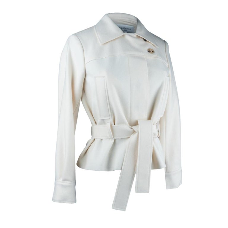 Yves Saint Laurent Jacket Winter White Felted Wool 34 4 At 1stdibs