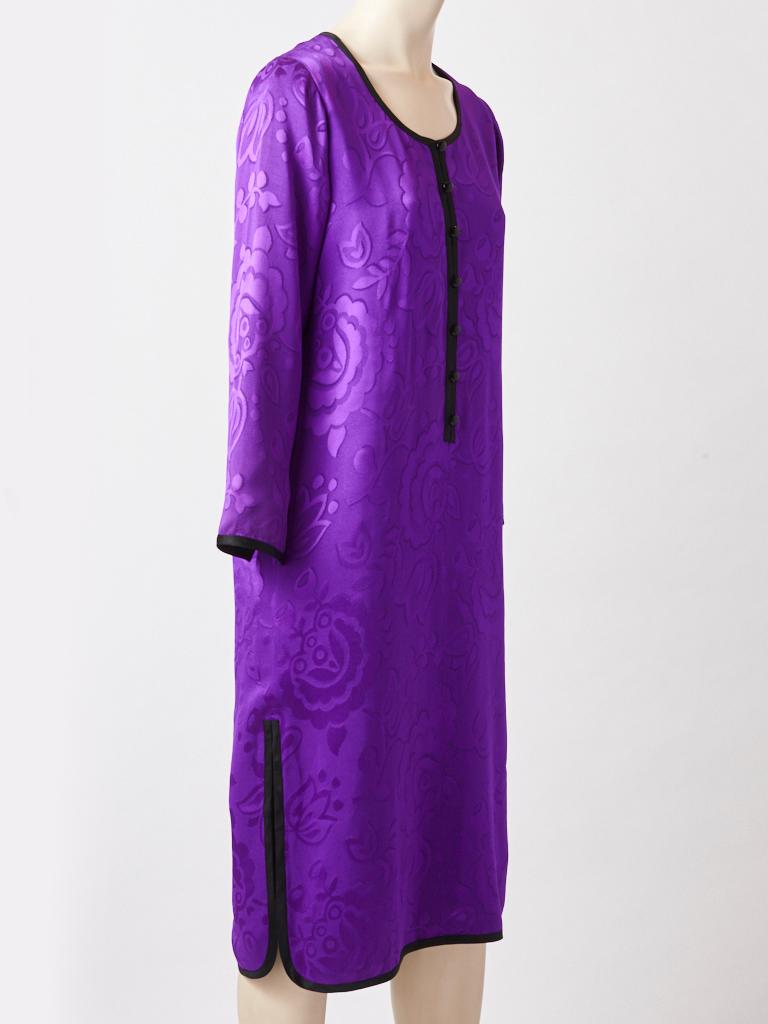 Purple Yves Saint Laurent Jacquard Pattern Shift Dress