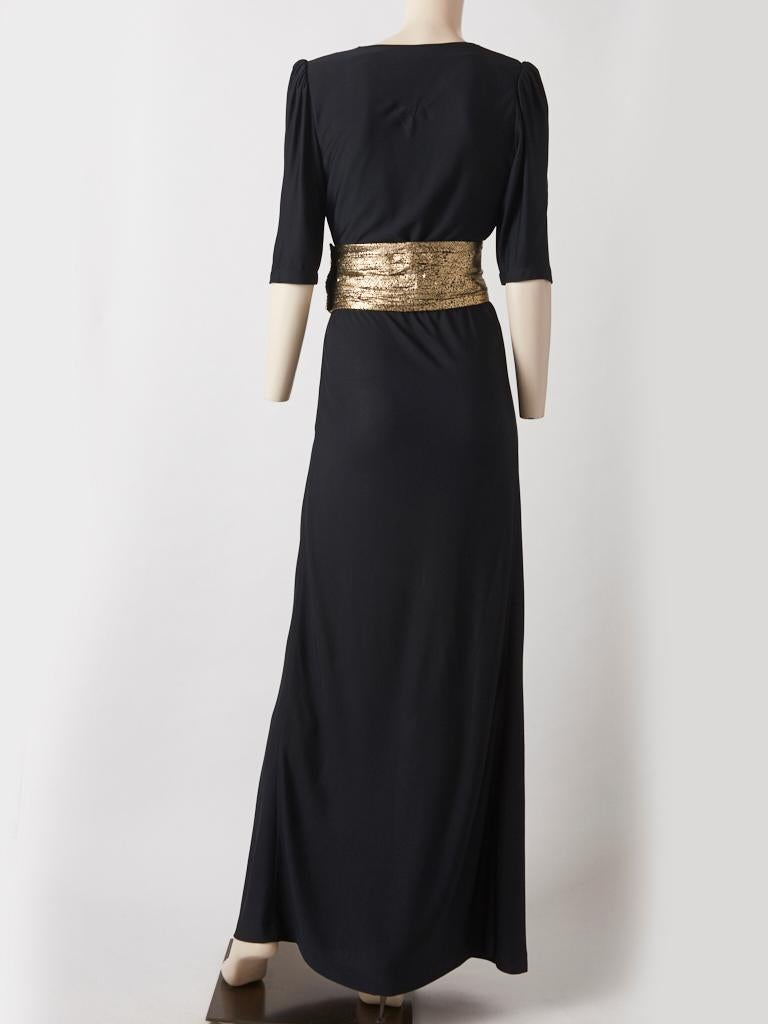 Yves Saint Laurent  Rive Gauche 40's Inspired Jersey and Gold Lamé Gown In Good Condition In New York, NY