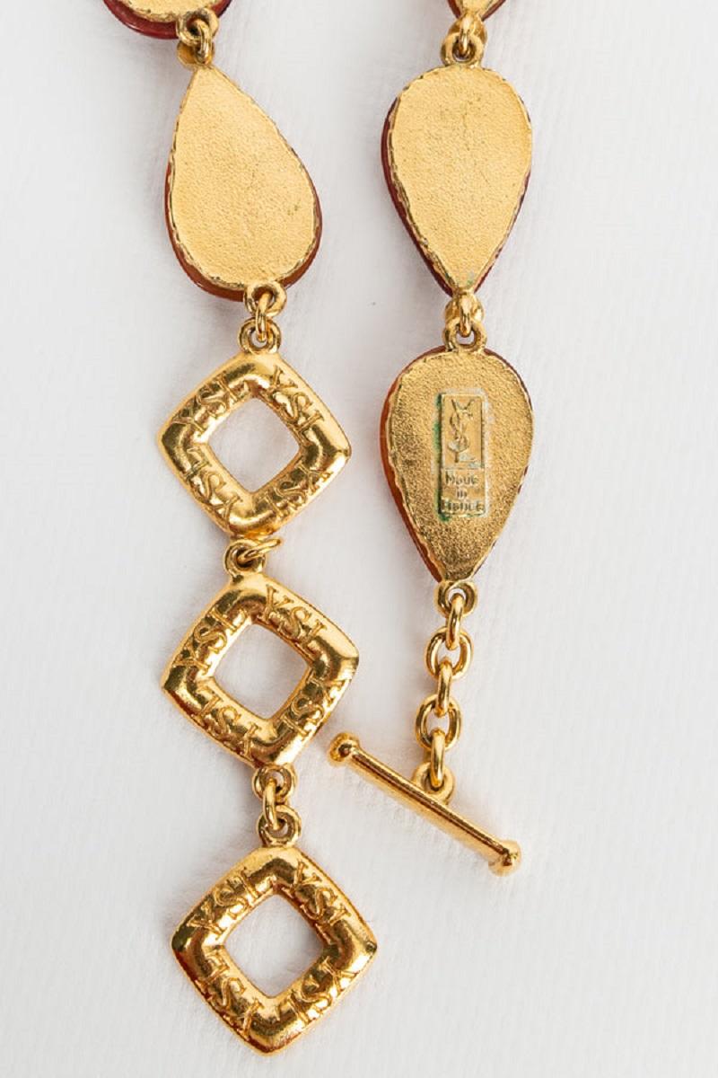 Yves Saint Laurent Schmuck-Set aus kurzer Halskette und Armband aus vergoldetem Metall im Angebot 3
