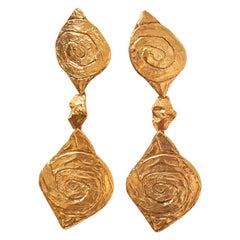 Yves Saint Laurent Jumbo Drop Sculptural Clip On Earrings