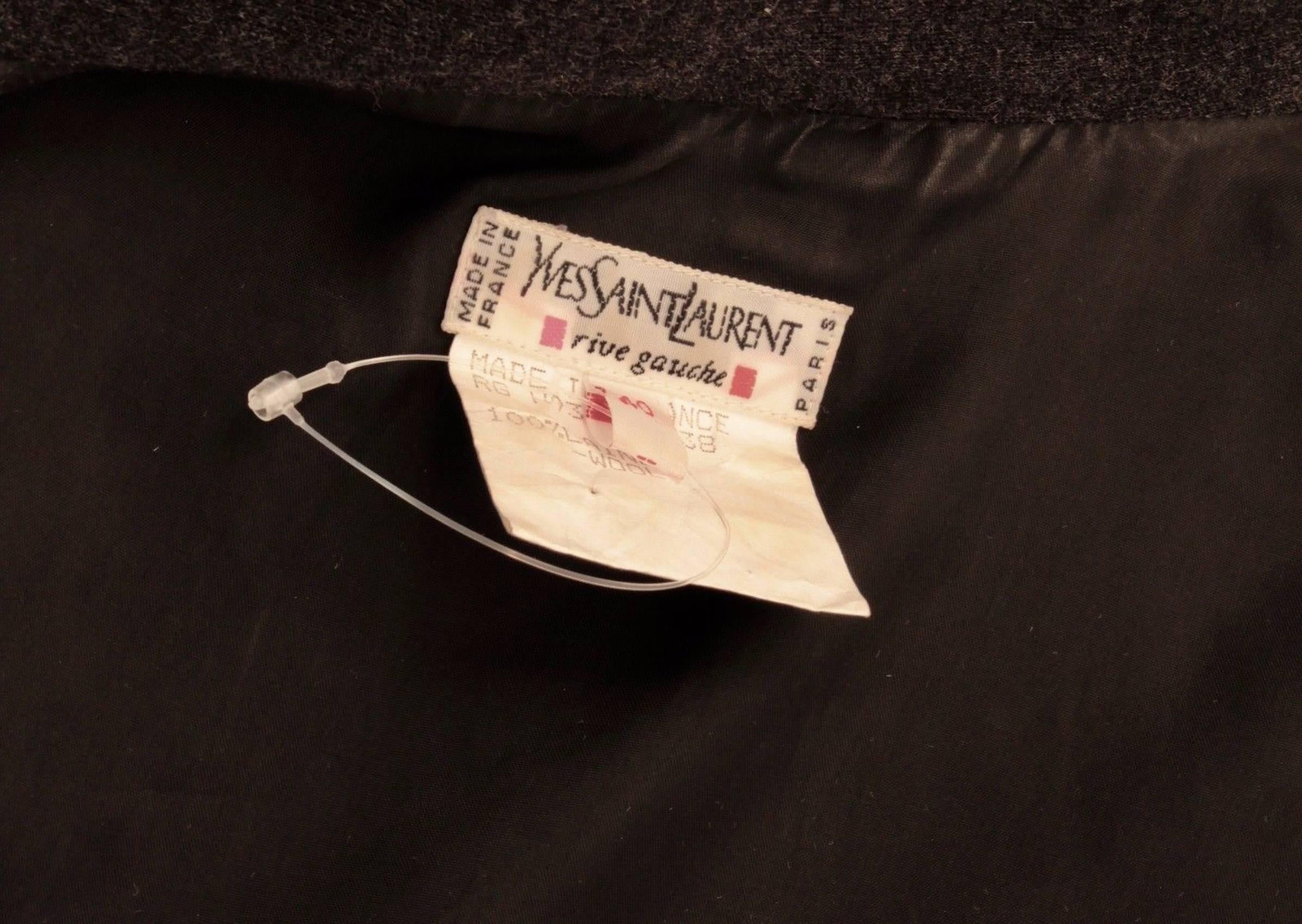 Yves Saint Laurent Jumpsuit Patch Pocket Gray Wool 90s YSL Rive Gauche Sz 40 4