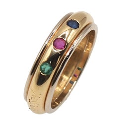 Yves Saint Laurent K18 Gold Ruby Sapphire Emerald Band Ring