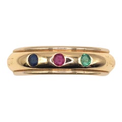 Yves Saint Laurent K18 Gold Ruby Sapphire Emerald Band Ring