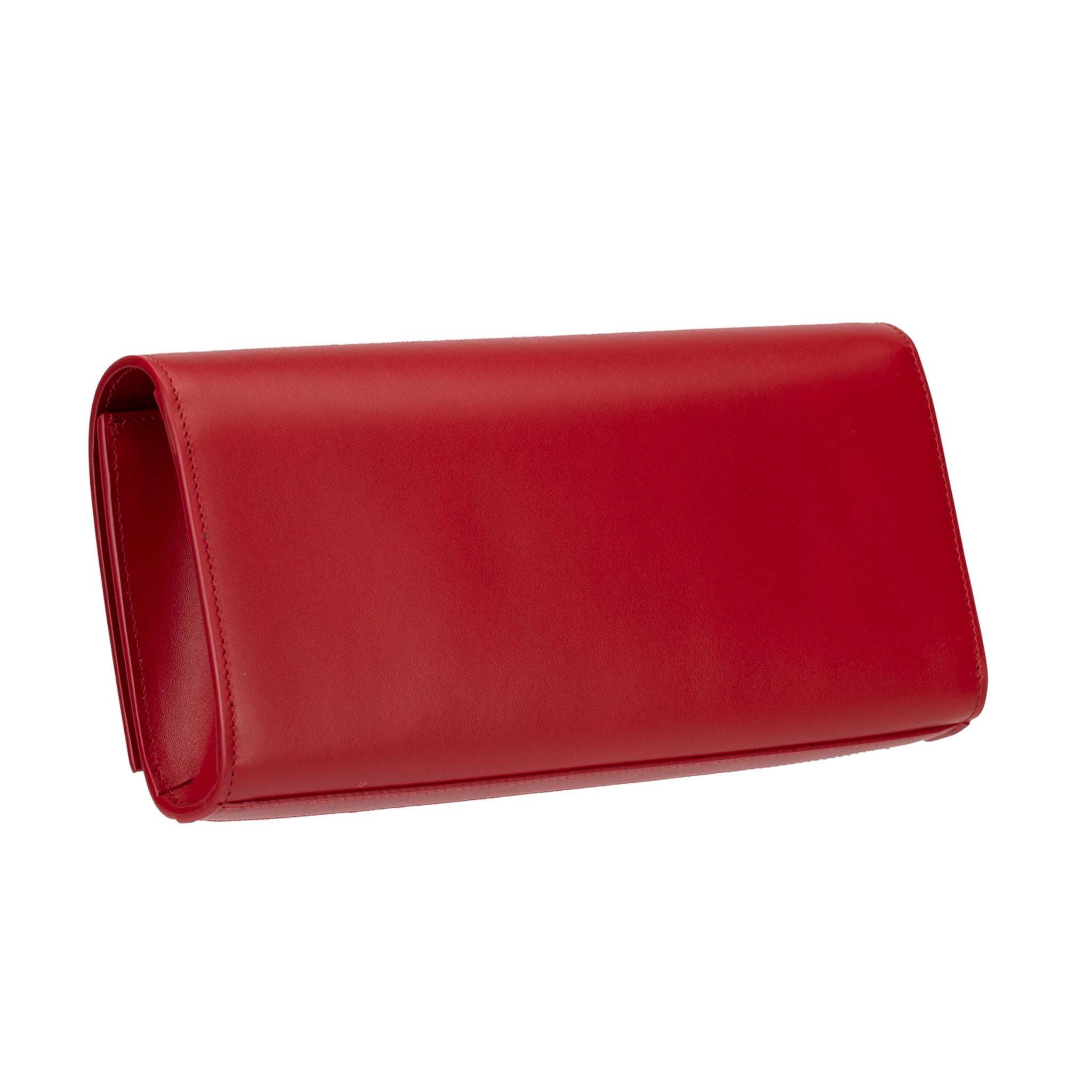 Yves Saint Laurent Kate Clutch Rouge Smooth Leather Gold Hardware For Sale 6