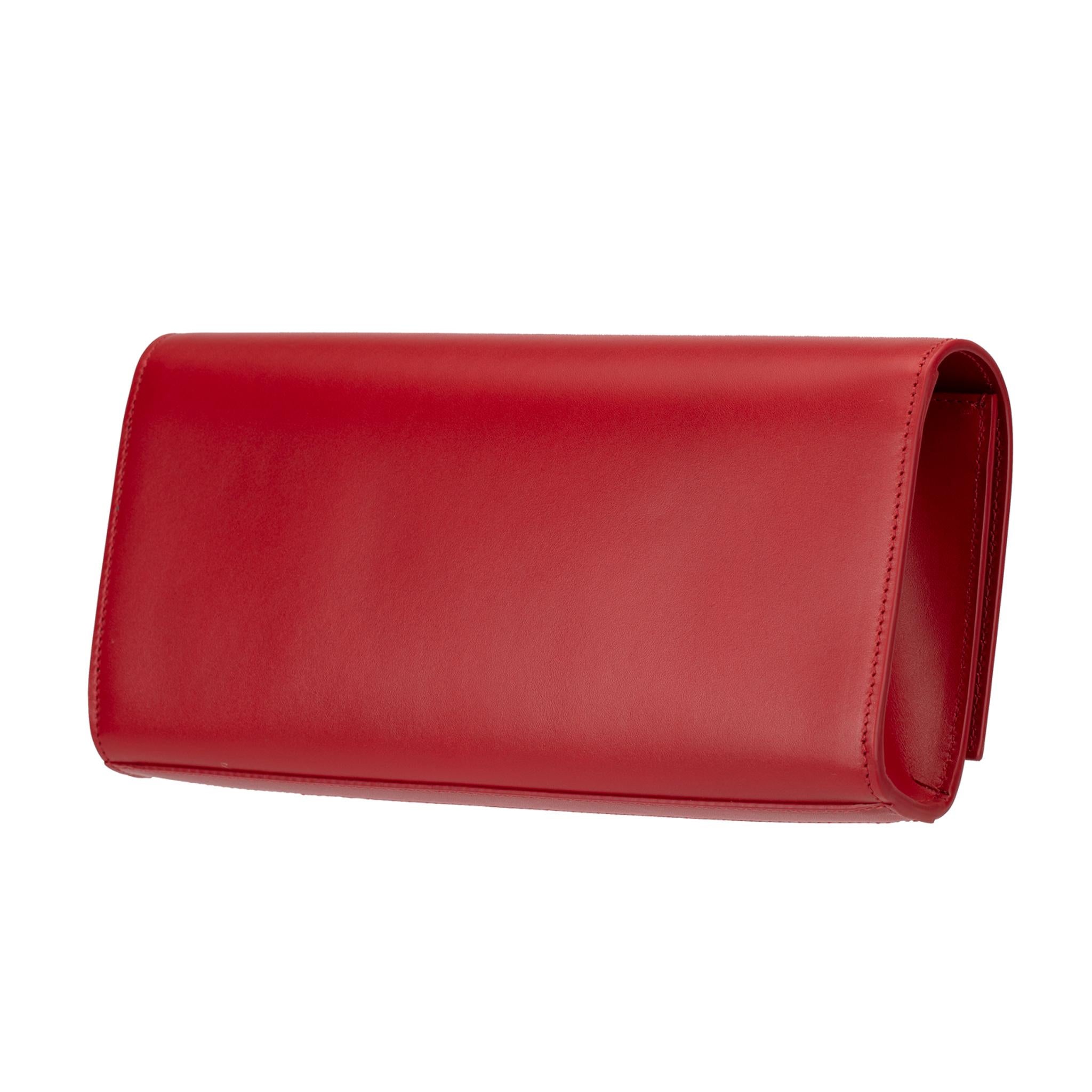 Yves Saint Laurent Kate Clutch Rouge Smooth Leather Gold Hardware For Sale 8