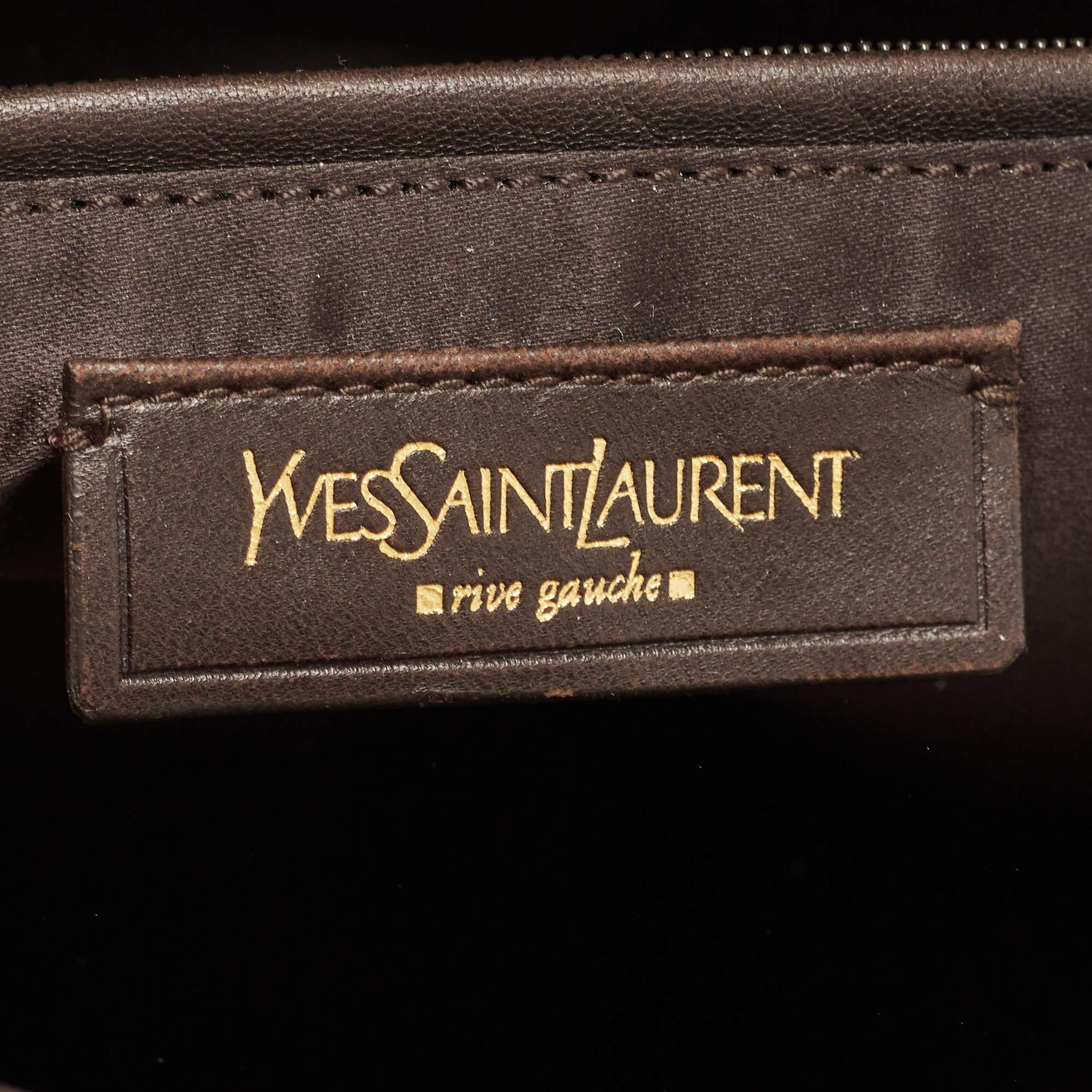 Yves Saint Laurent Khaki Green Croc Embossed Leather Oversized Muse Bag 12