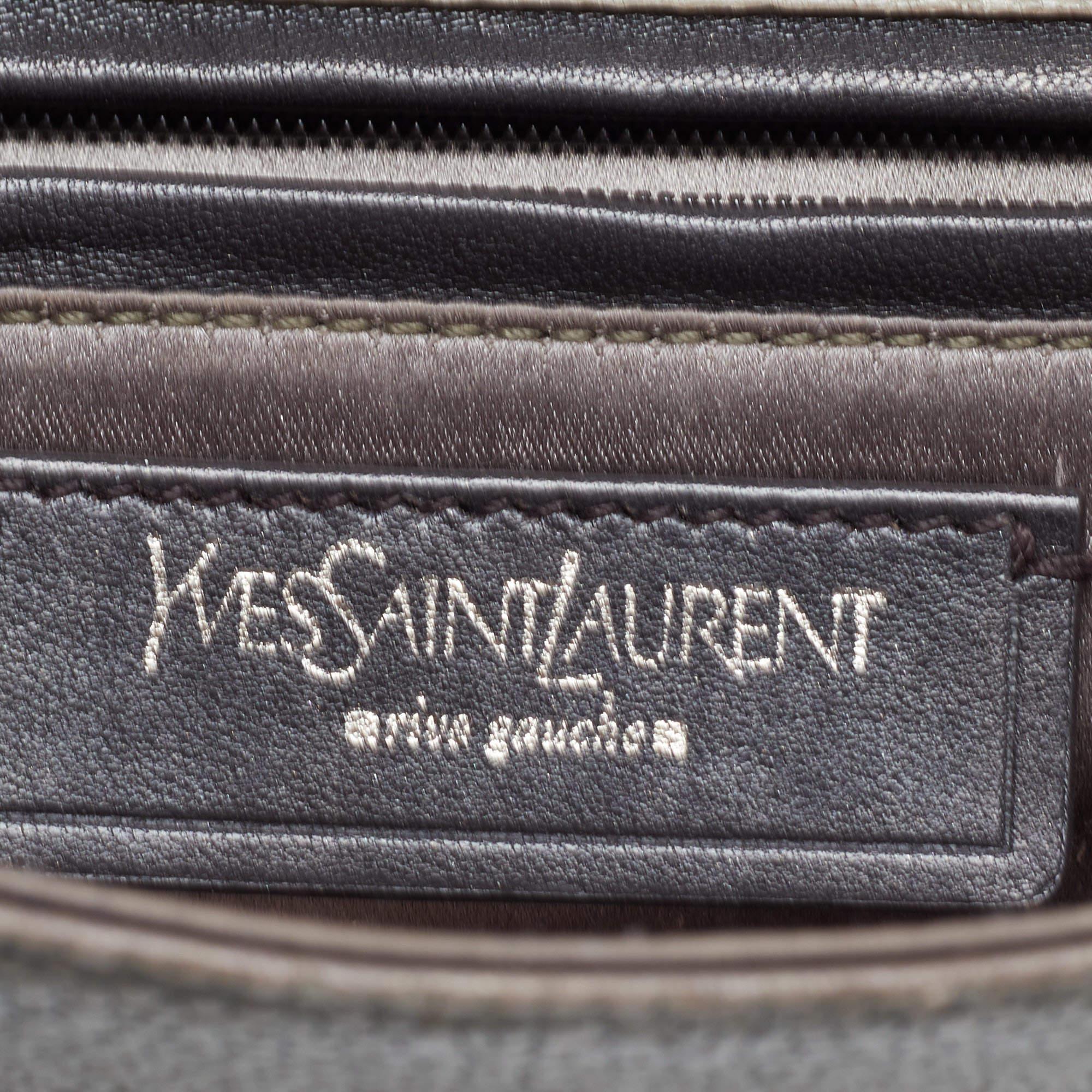 Yves Saint Laurent Khaki Stingray Embossed Leather Envelope Clutch 5