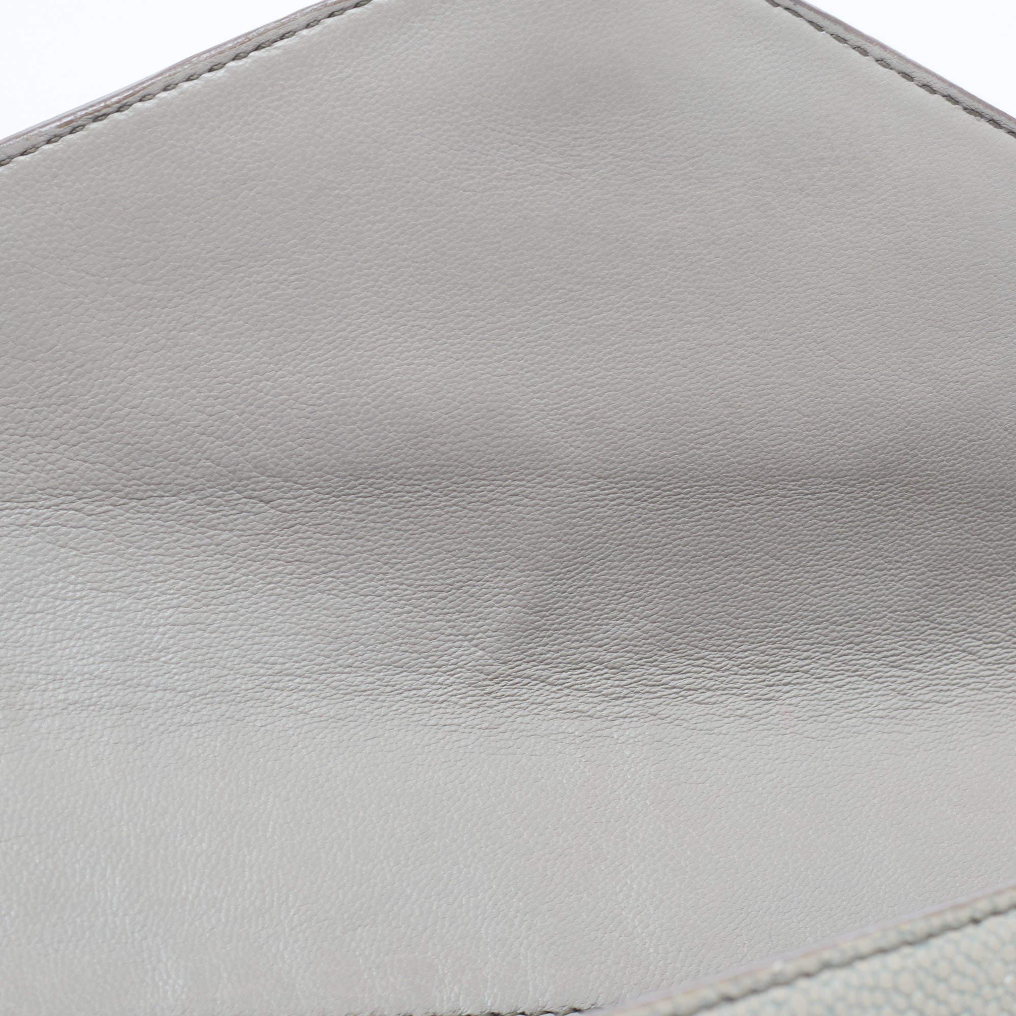 Yves Saint Laurent Khaki Stingray Embossed Leather Envelope Clutch 6