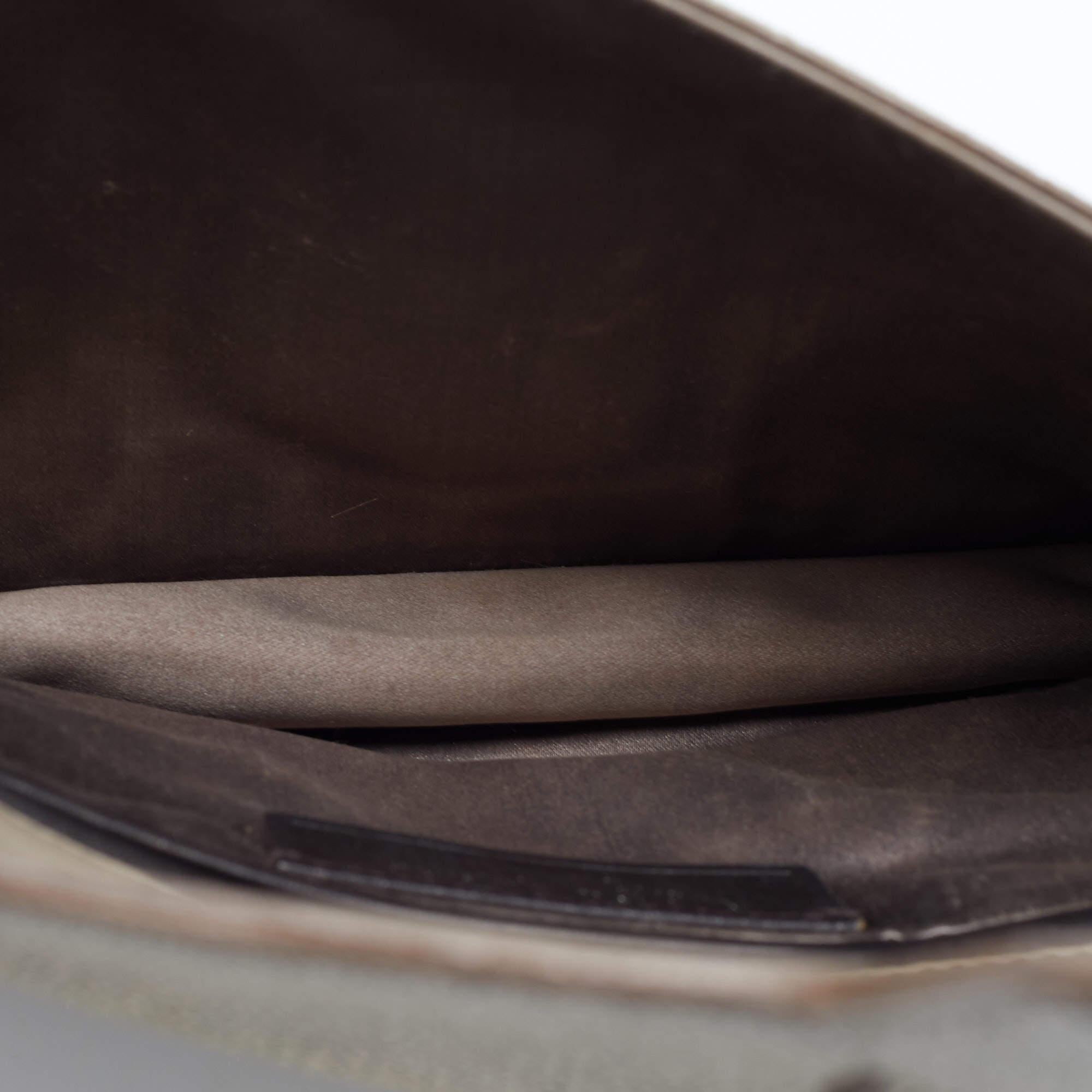 Yves Saint Laurent Khaki Stingray Embossed Leather Envelope Clutch 10