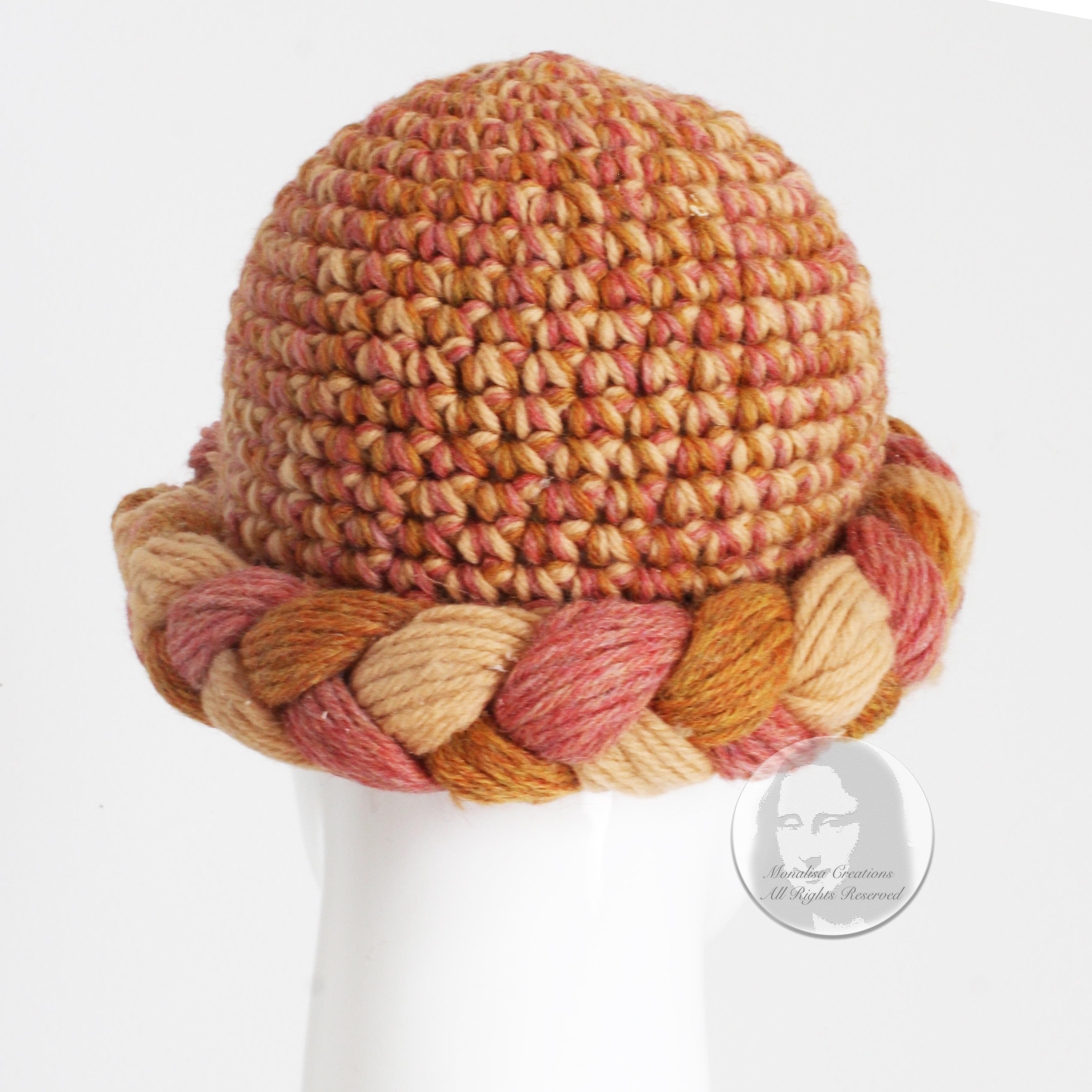 Yves Saint Laurent Knit Hat Multicolor Thick Braid Wool Cap Vintage 1970s Rare  For Sale 1