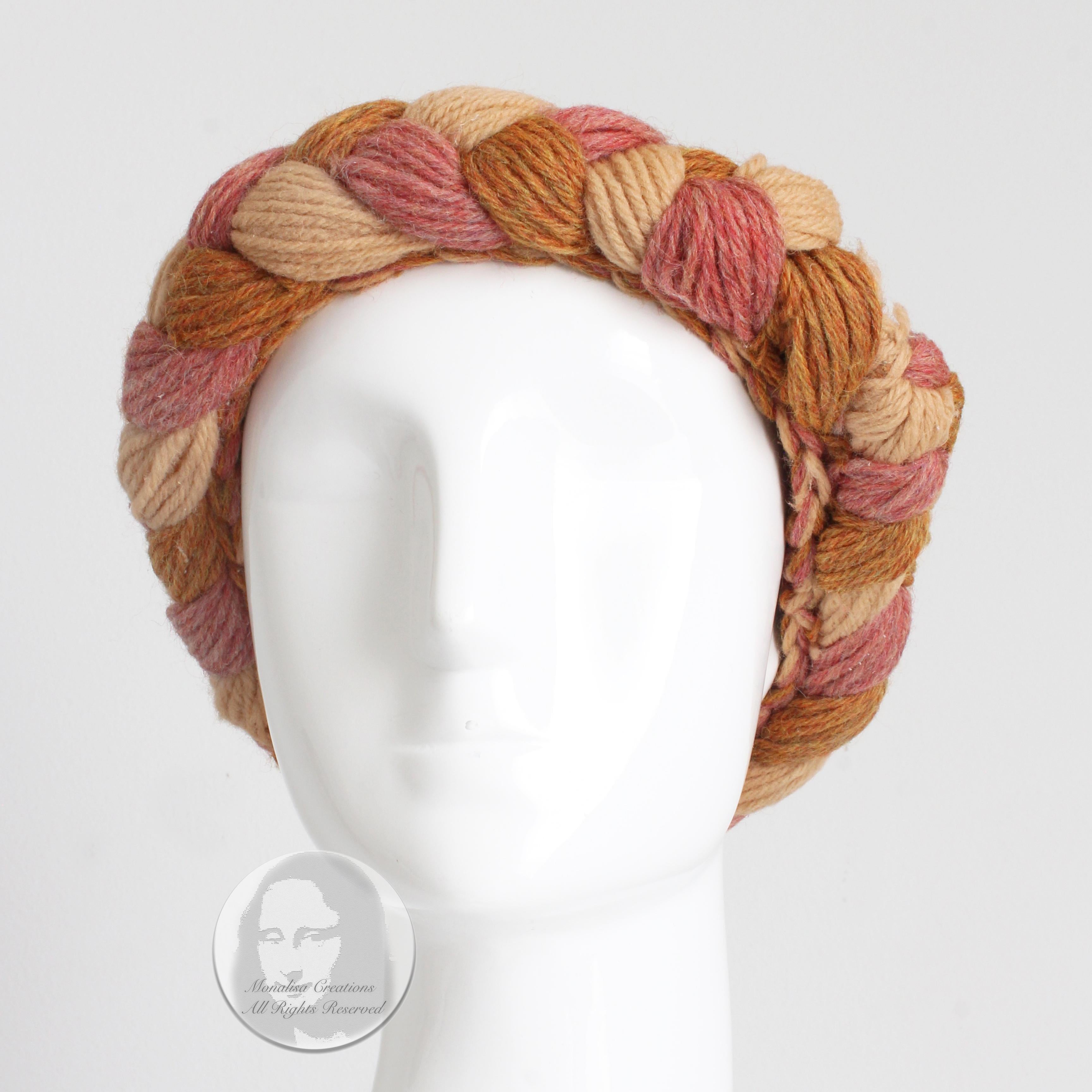 Yves Saint Laurent Knit Hat Multicolor Thick Braid Wool Cap Vintage 1970s Rare  For Sale 4