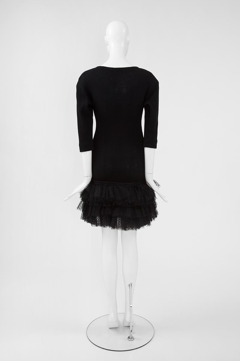 Yves Saint Laurent Knit & Tulle Mini Dress, Fall-Winter 1988 For Sale 3
