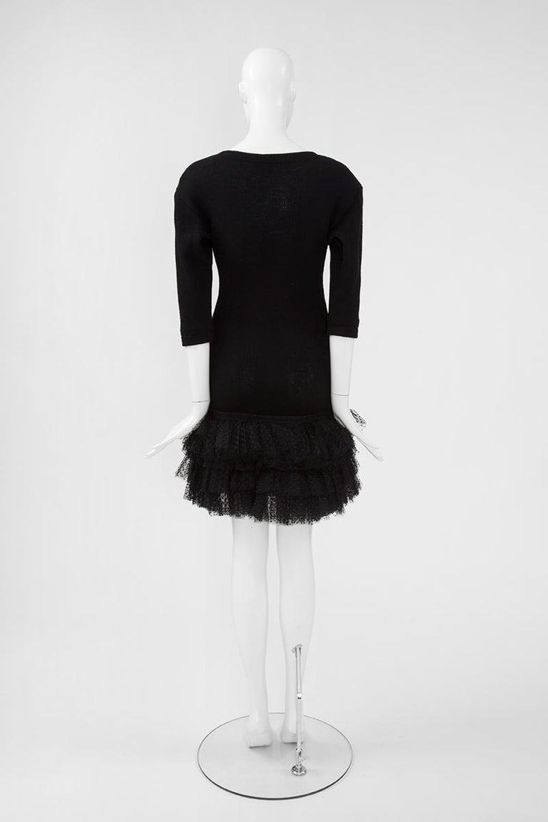 Yves Saint Laurent Knit & Tulle Mini Dress, Fall-Winter 1988 For Sale 5