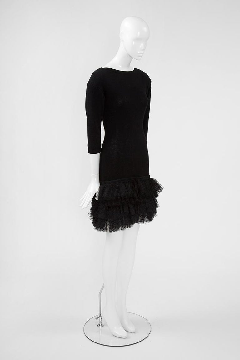Women's Yves Saint Laurent Knit & Tulle Mini Dress, Fall-Winter 1988 For Sale