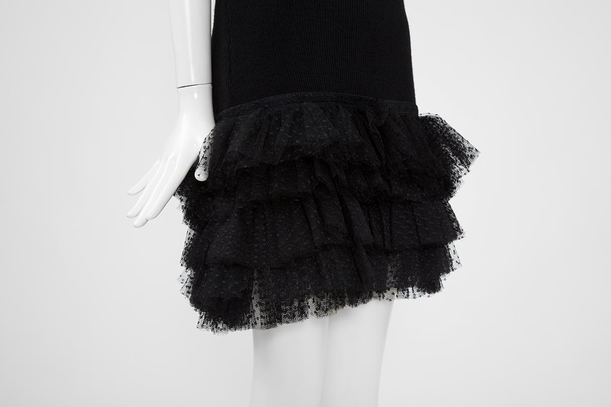 Women's Yves Saint Laurent Knit & Tulle Mini Dress, Fall-Winter 1988 For Sale