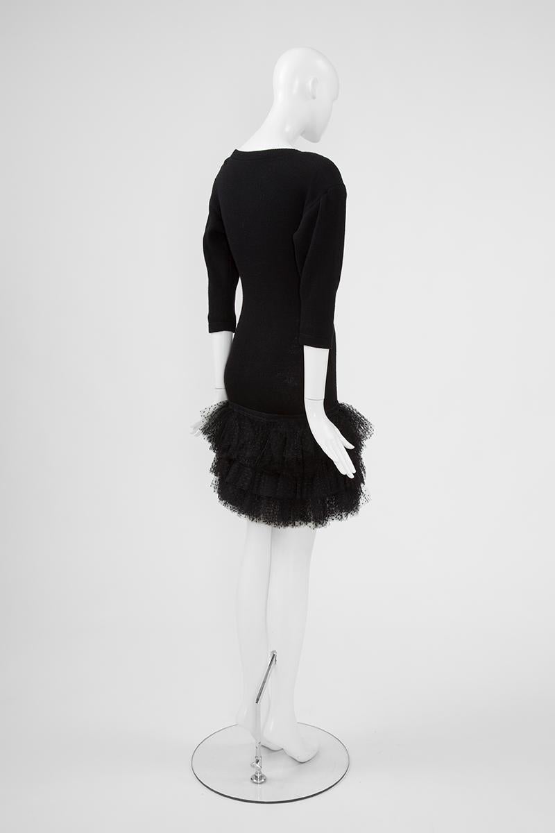 Yves Saint Laurent Knit & Tulle Mini Dress, Fall-Winter 1988 For Sale 2