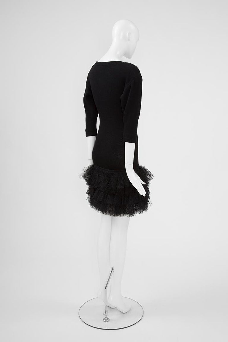 Yves Saint Laurent Knit & Tulle Mini Dress, Fall-Winter 1988 For Sale 4