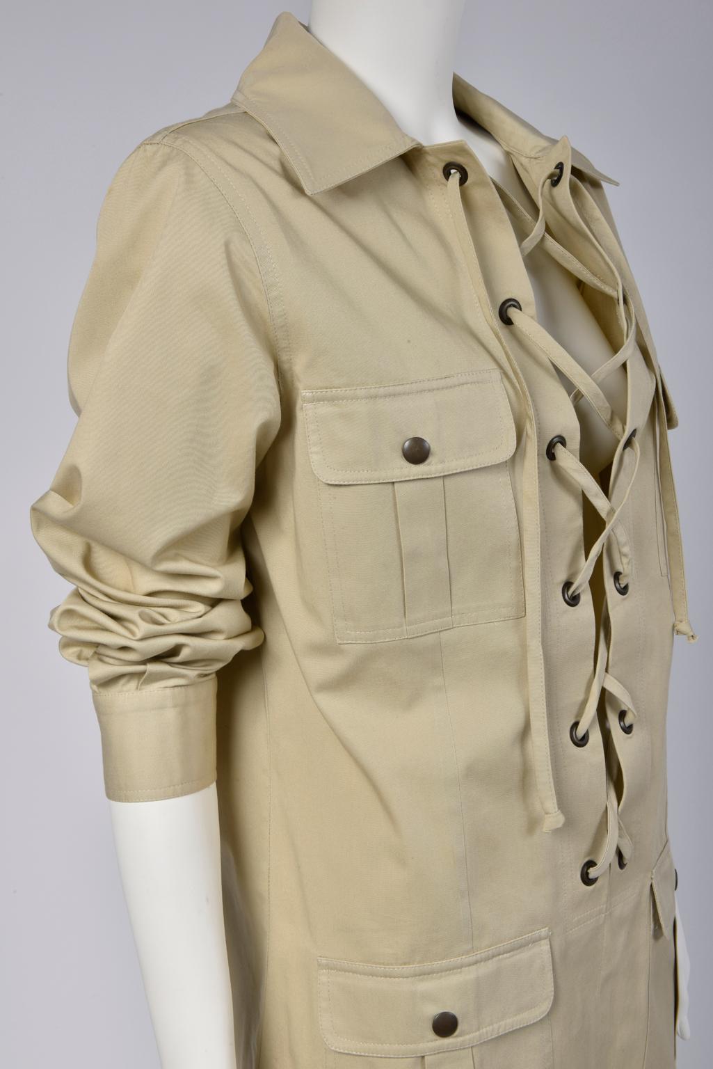 Yves Saint Laurent Lace-Up Safari Tunic In Good Condition In Geneva, CH