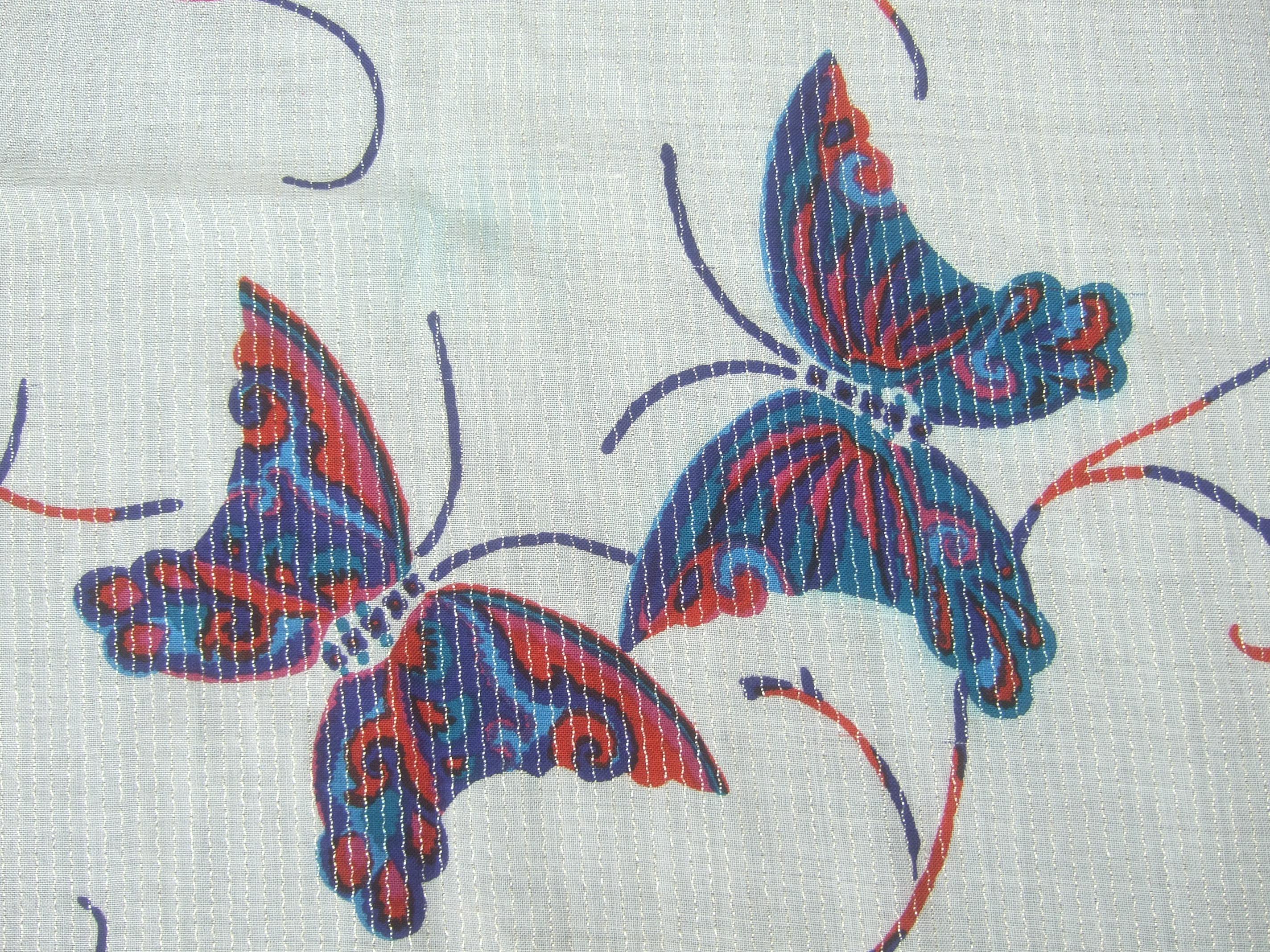 Yves Saint Laurent Large Butterfly Print Scarf - Shawl Wrap 52 x 53 Circa 1970s  6