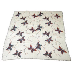 Vintage Yves Saint Laurent Large Butterfly Print Scarf - Shawl Wrap 52 x 53 Circa 1970s