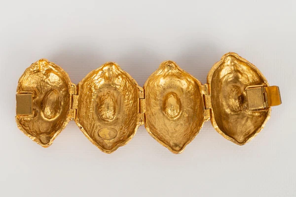 Women's Yves Saint Laurent Large Gold Metal Bracelet For Sale