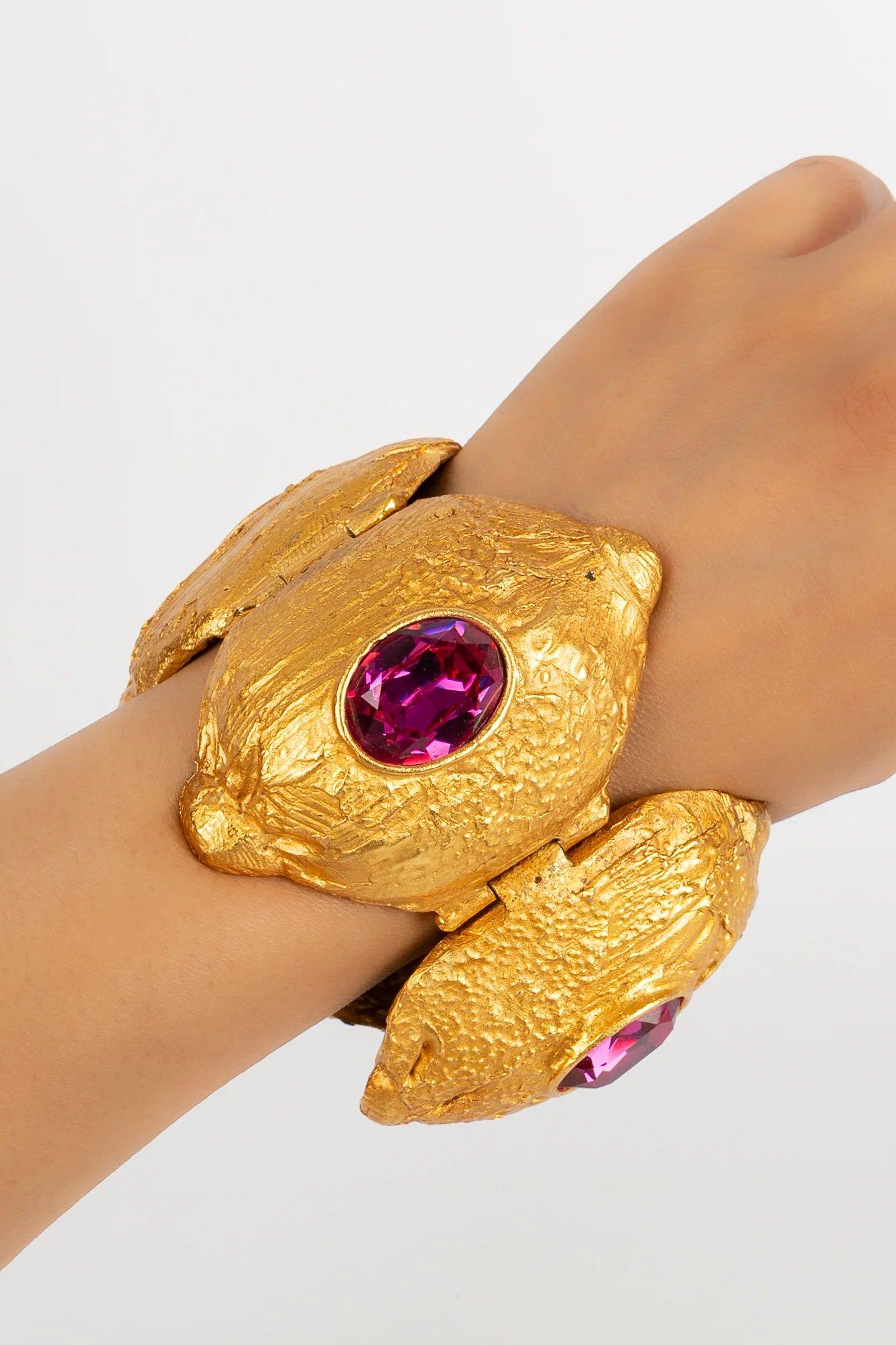 Yves Saint Laurent Large Gold Metal Bracelet For Sale 3