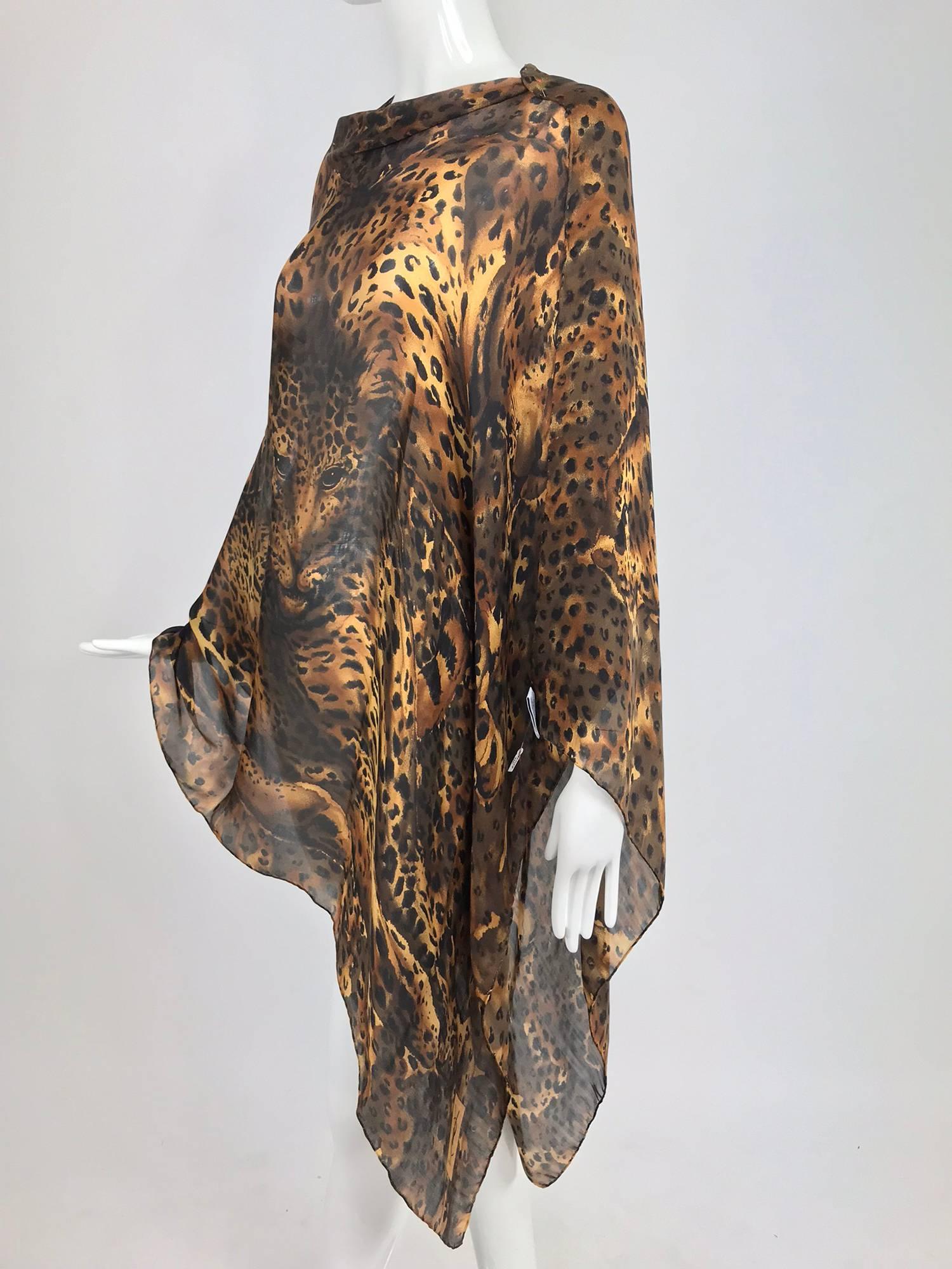 Yves Saint Laurent large leopard silk chiffon shawl scarf  5
