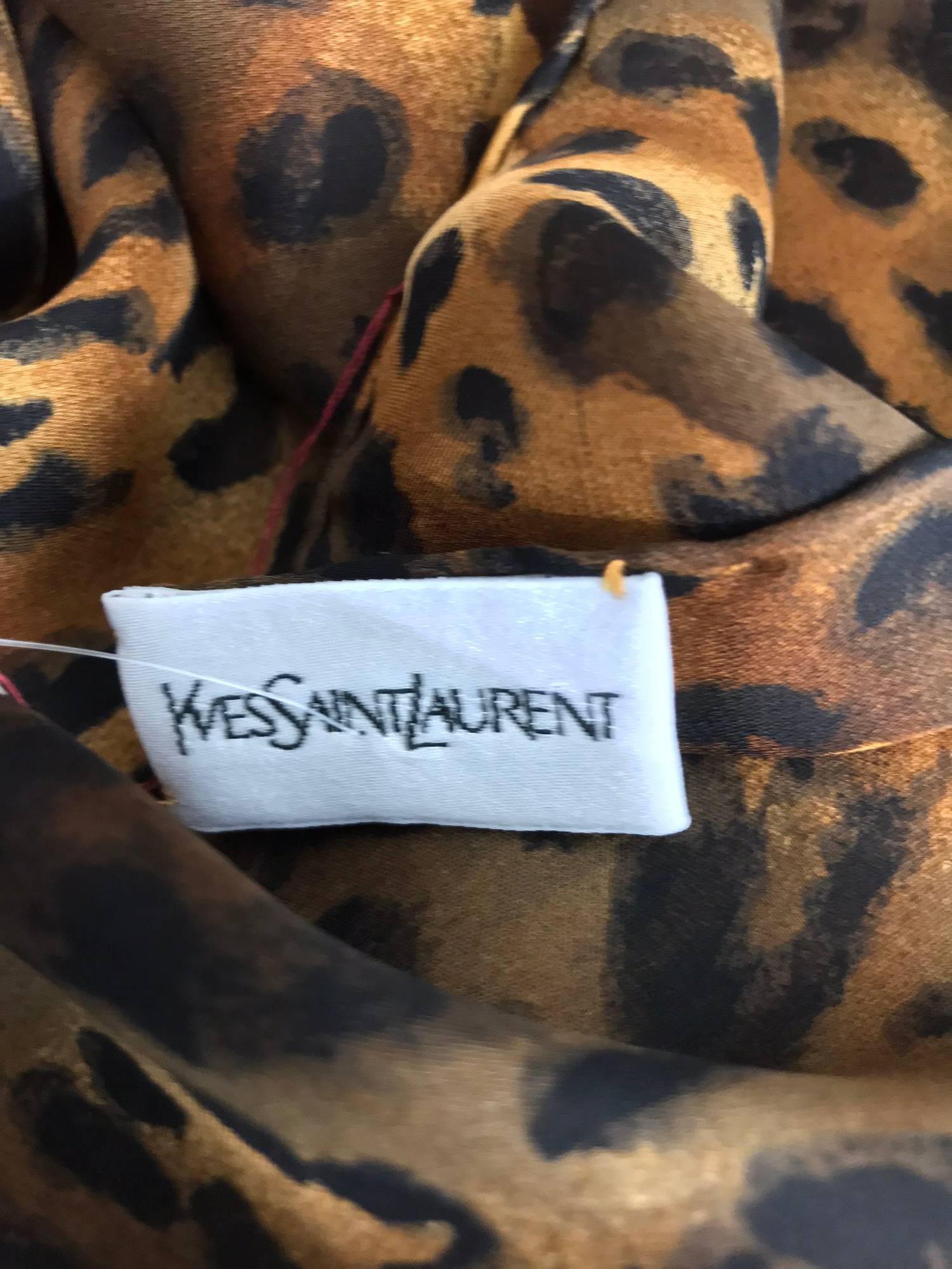Yves Saint Laurent large leopard silk chiffon shawl scarf  6